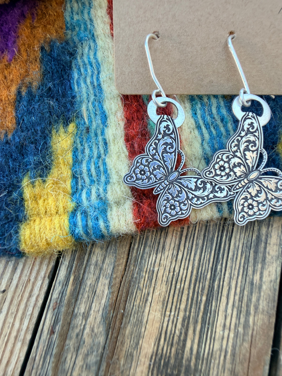 Handmade Sterling Silver Dangle Butterfly Earrings