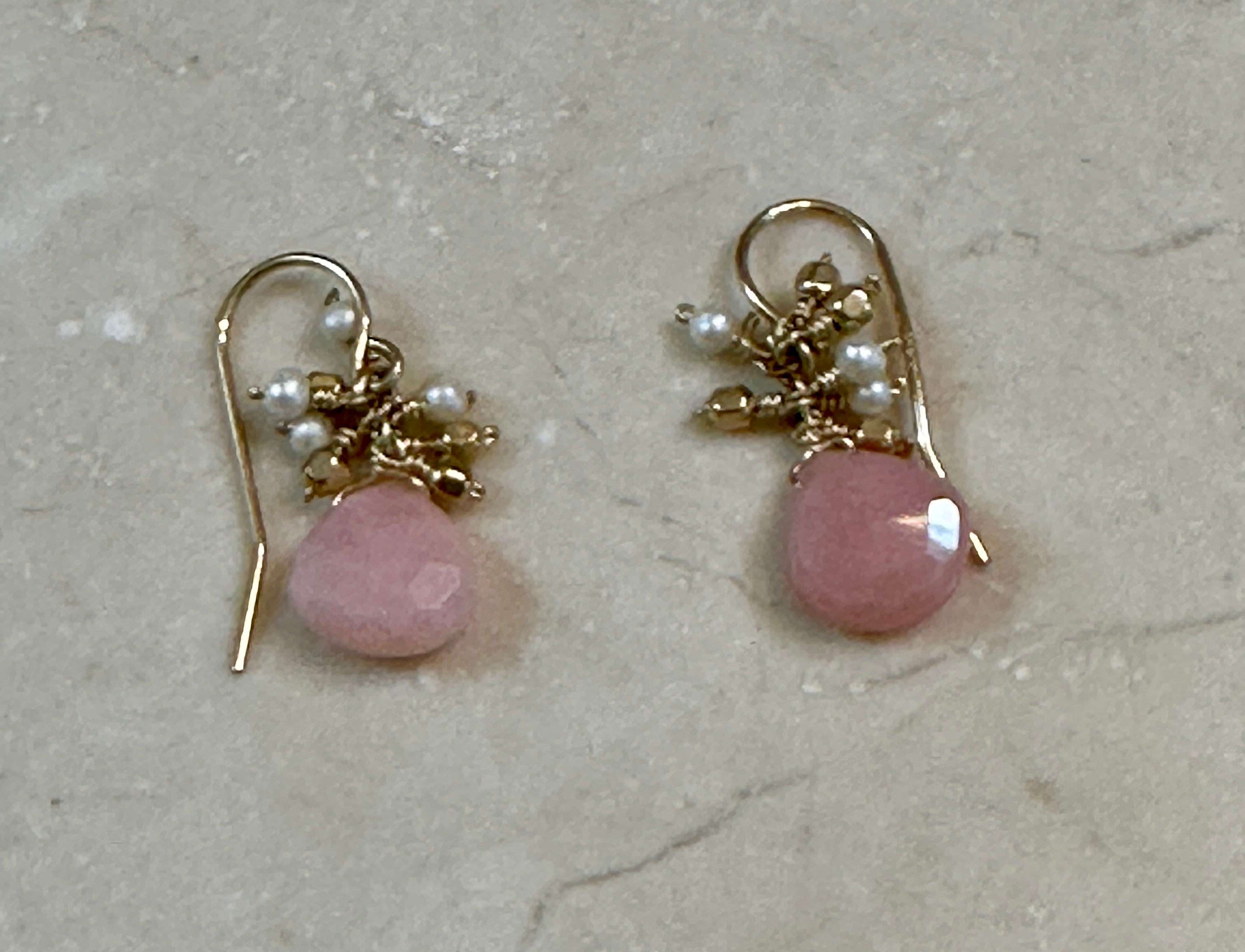 Rose Quartz Cluster Earrings