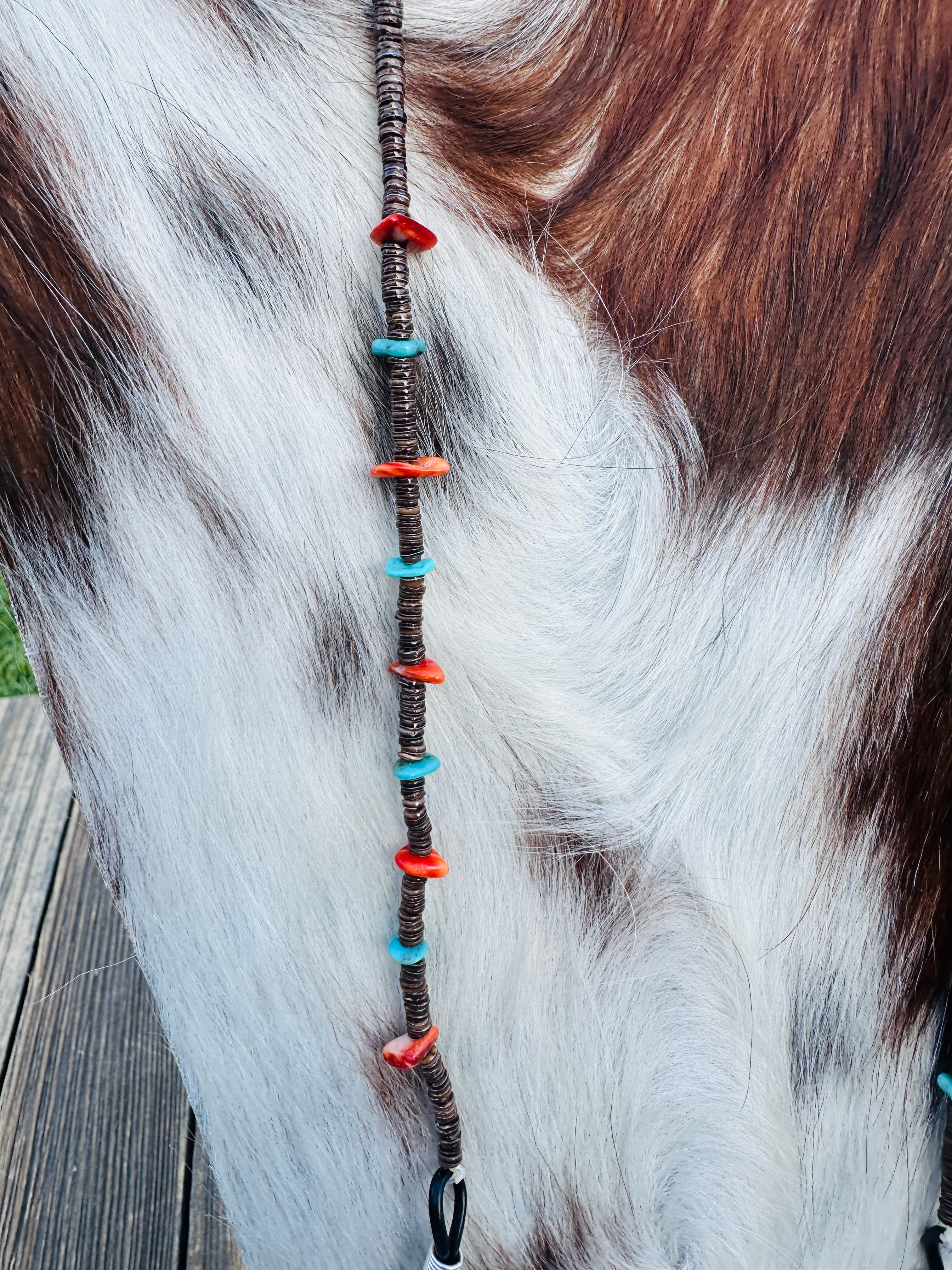 Handcrafted Turquoise, Spiny Oyster & Heishi Beaded Glasses Strap