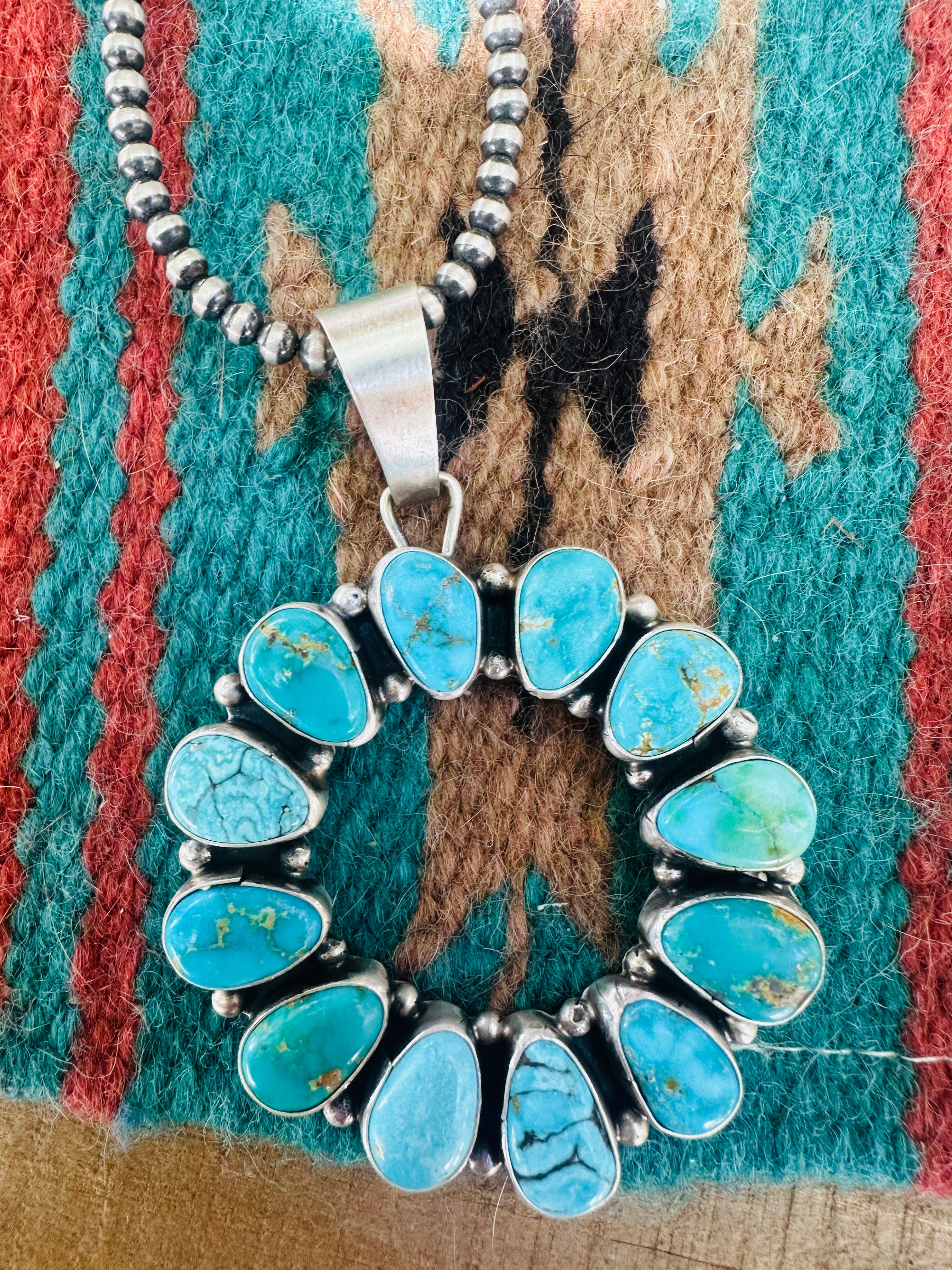 Handcrafted Sterling Silver & Turquoise Cluster Pendant