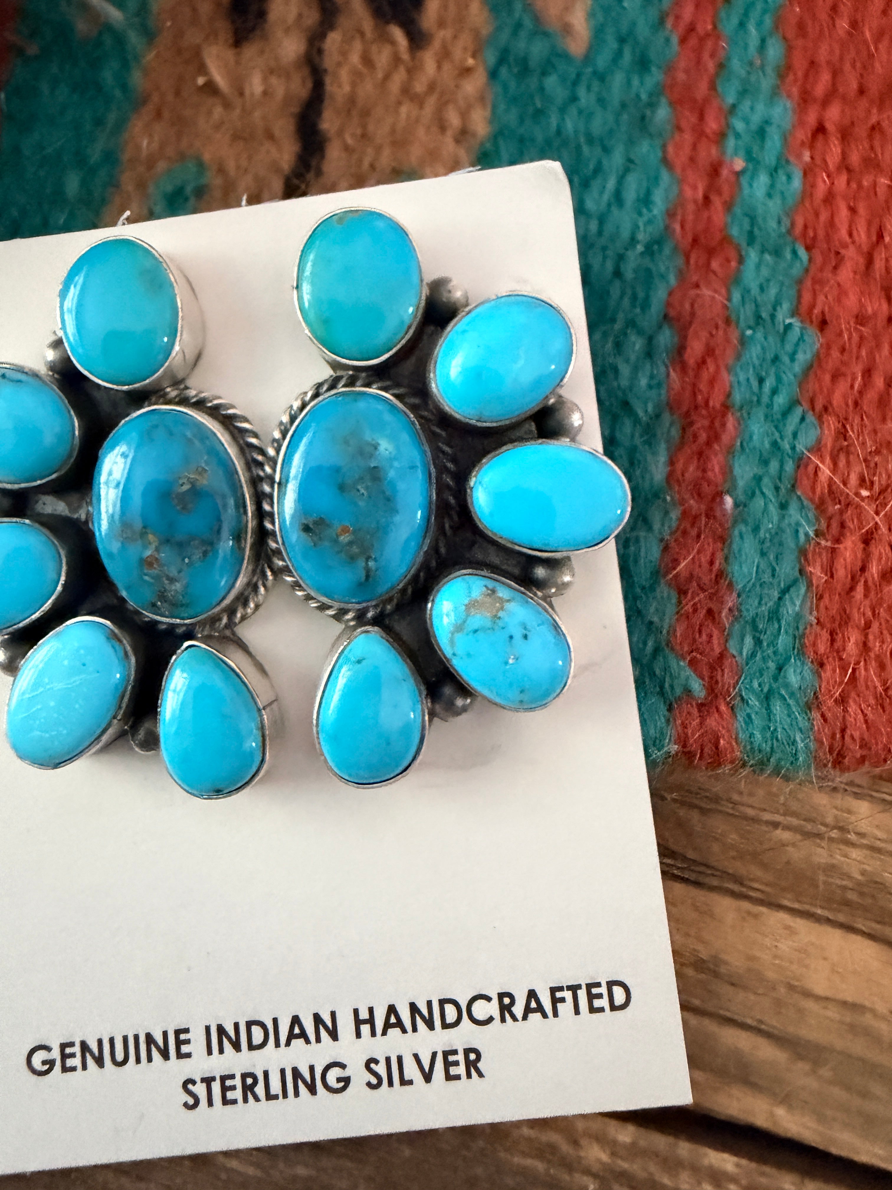 Handcrafted Turquoise & Sterling Silver Post Earrings by Letricia Largo