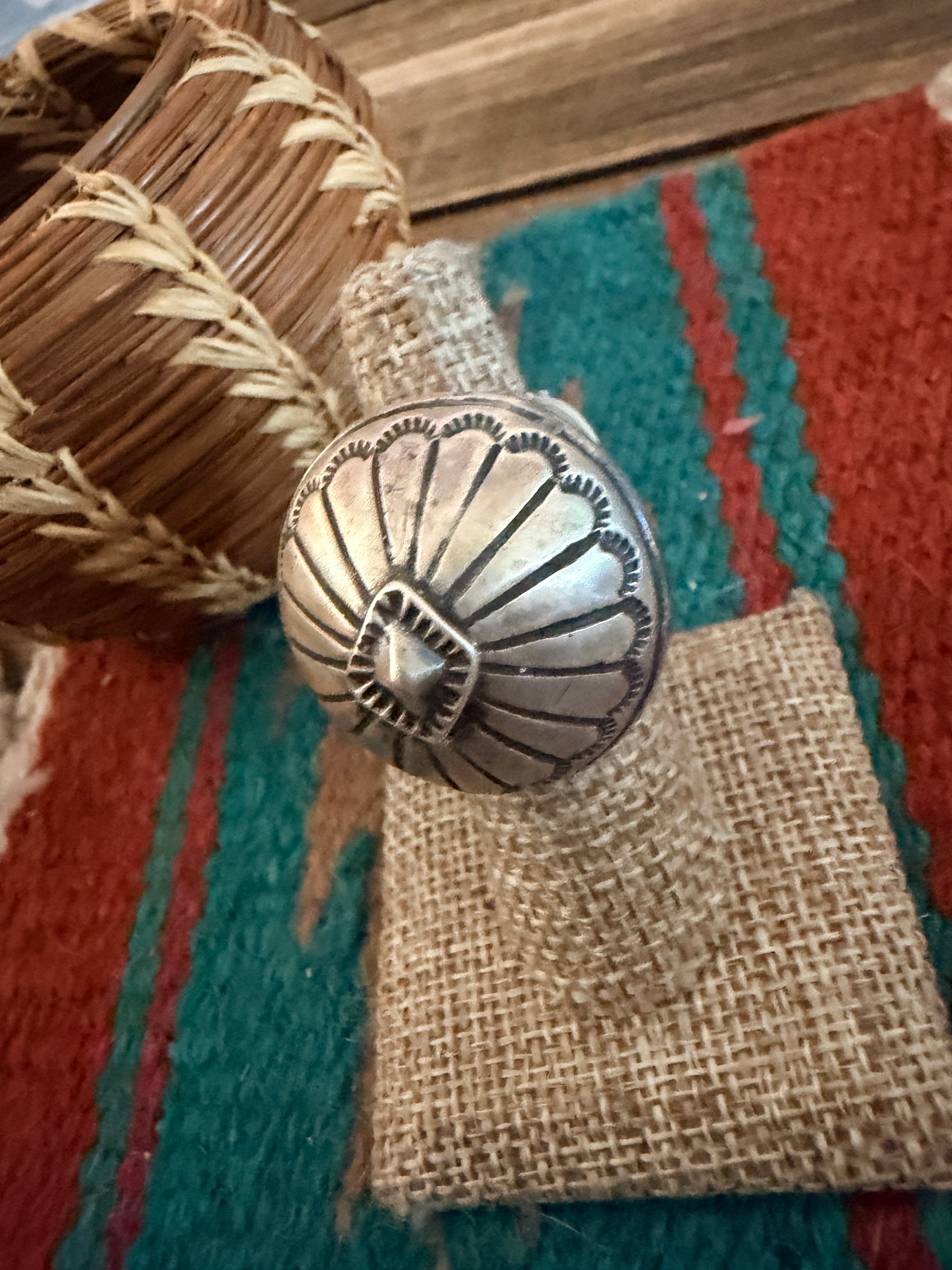 Handcrafted Sterling Silver Concho Ring Size 6 by Patrick Yazzie