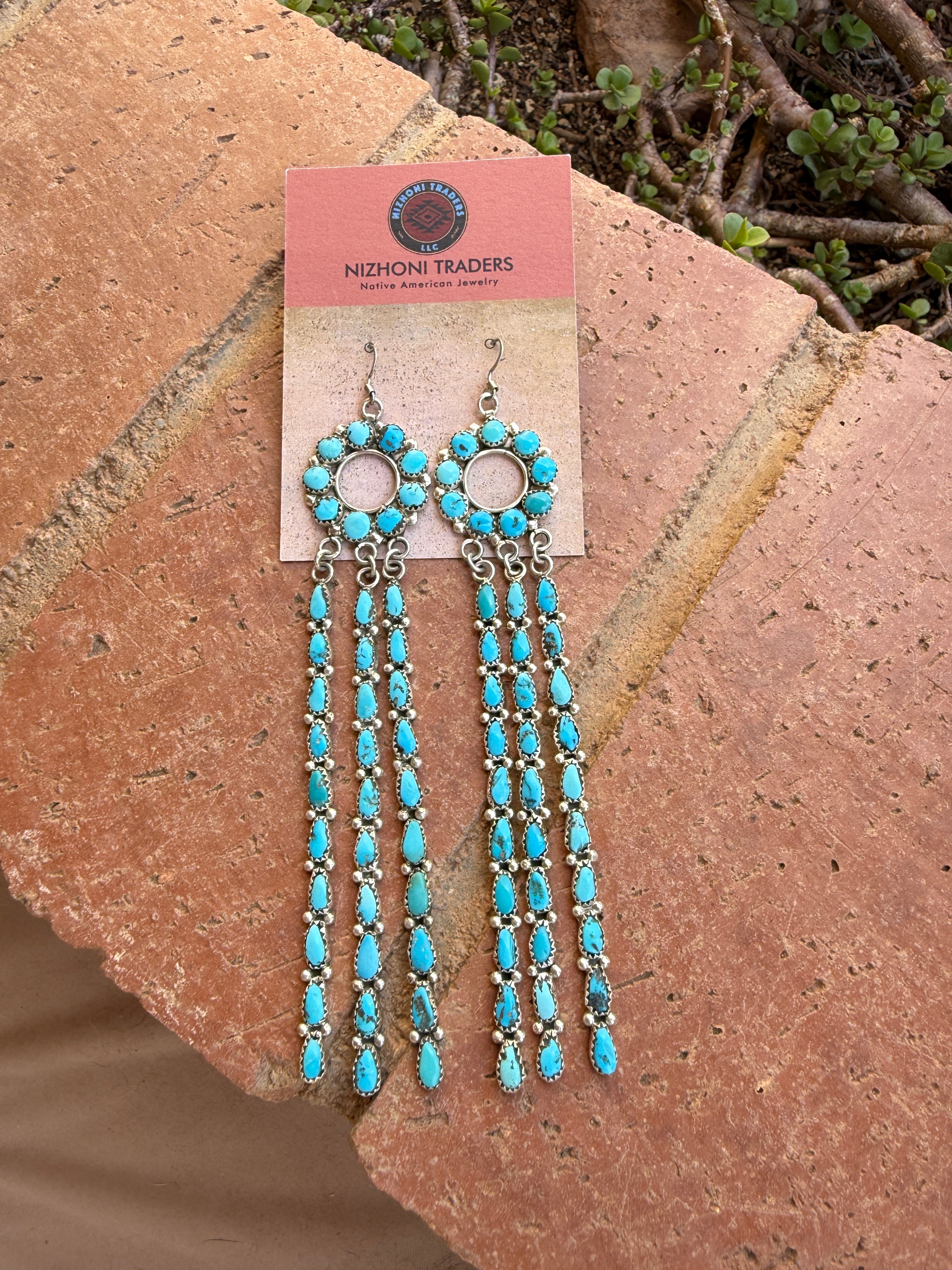 Handcrafted Sterling Silver & Kingman Turquoise Dangle Earrings By Juliana Williams