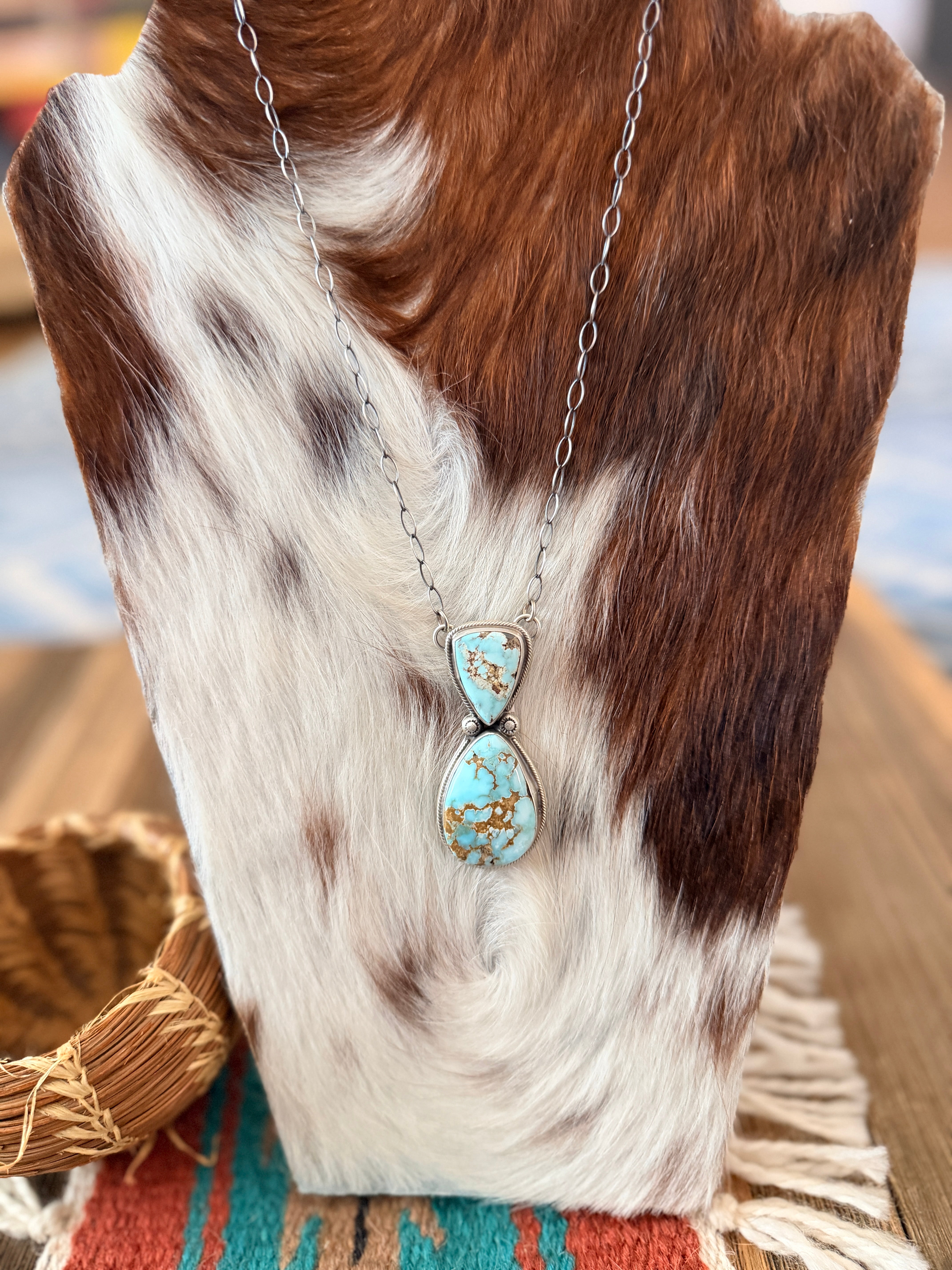 Handcrafted Dry Creek Turquoise & Sterling Silver Necklace by Joelias Draper