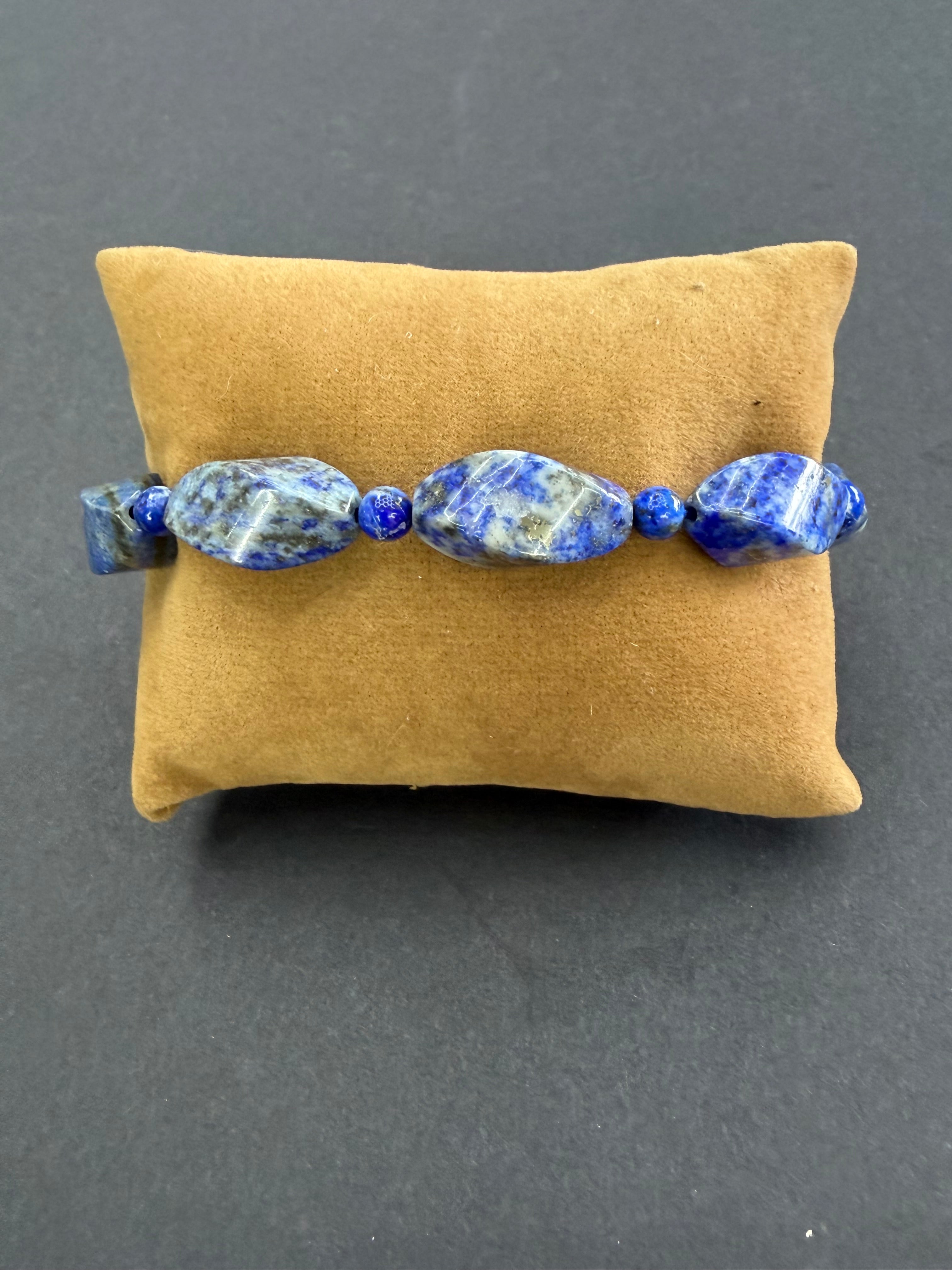 Lapis Beaded Stretch Bracelet