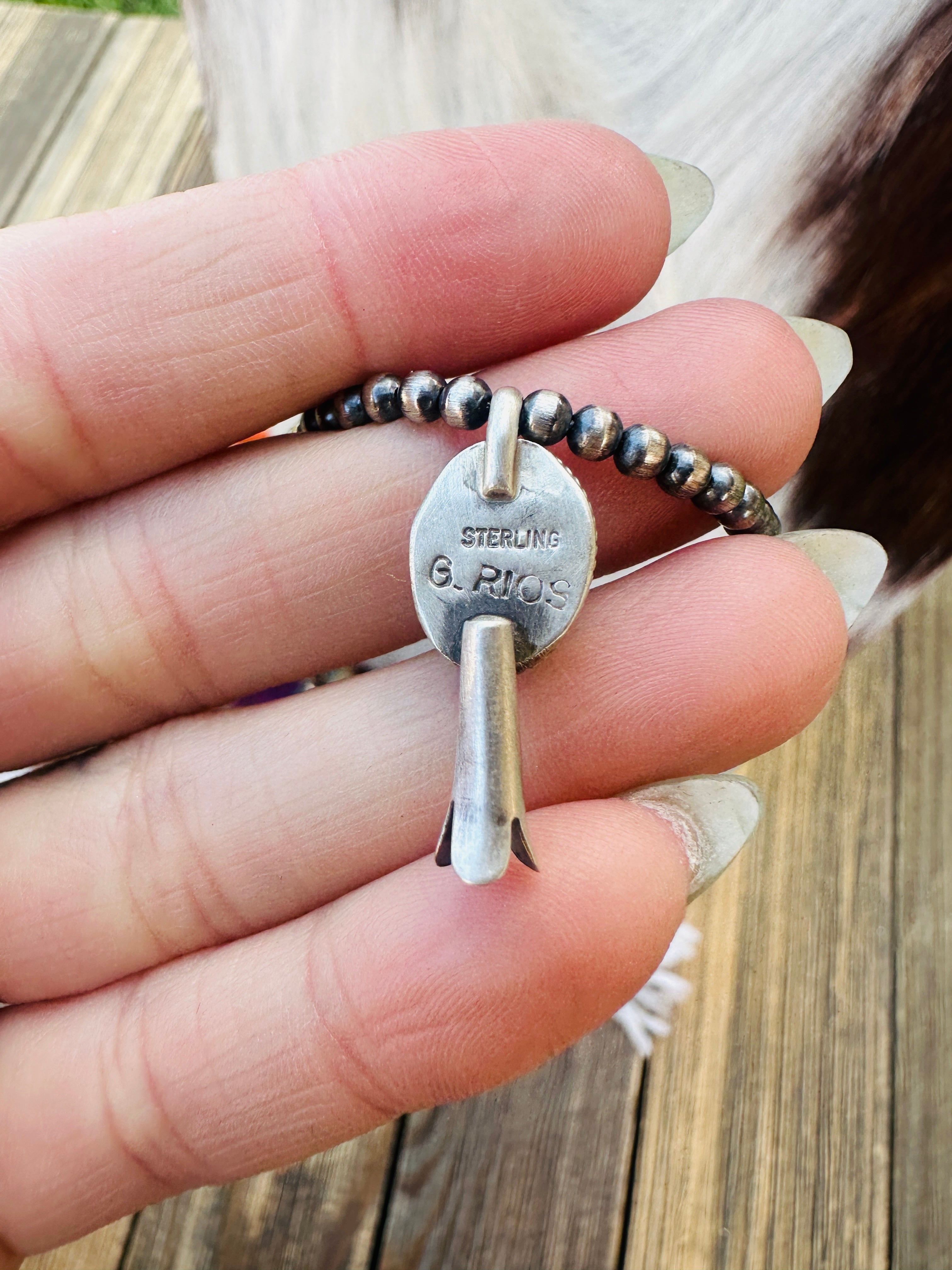 Handcrafted Turquoise & Sterling Silver Beaded Blossom Necklace