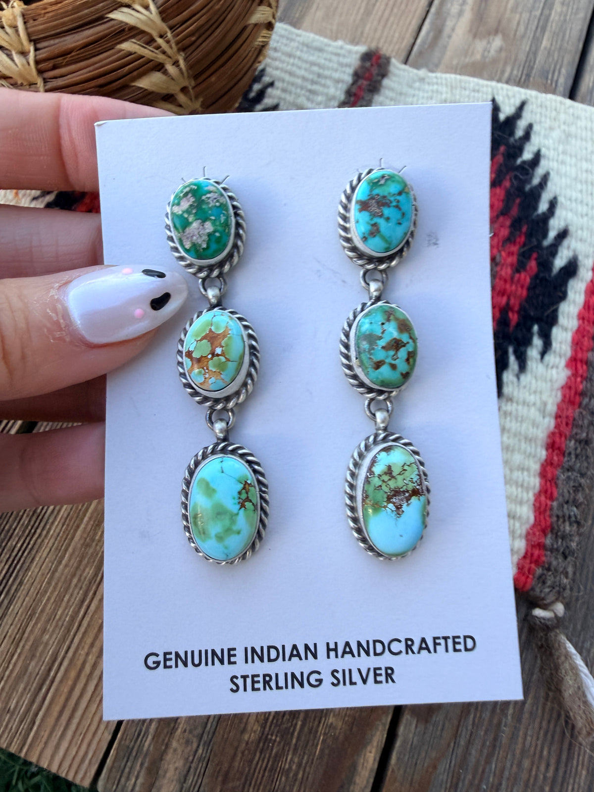 Handcrafted Sonoran Mountain Turquoise & Sterling Silver Dangle Earrings