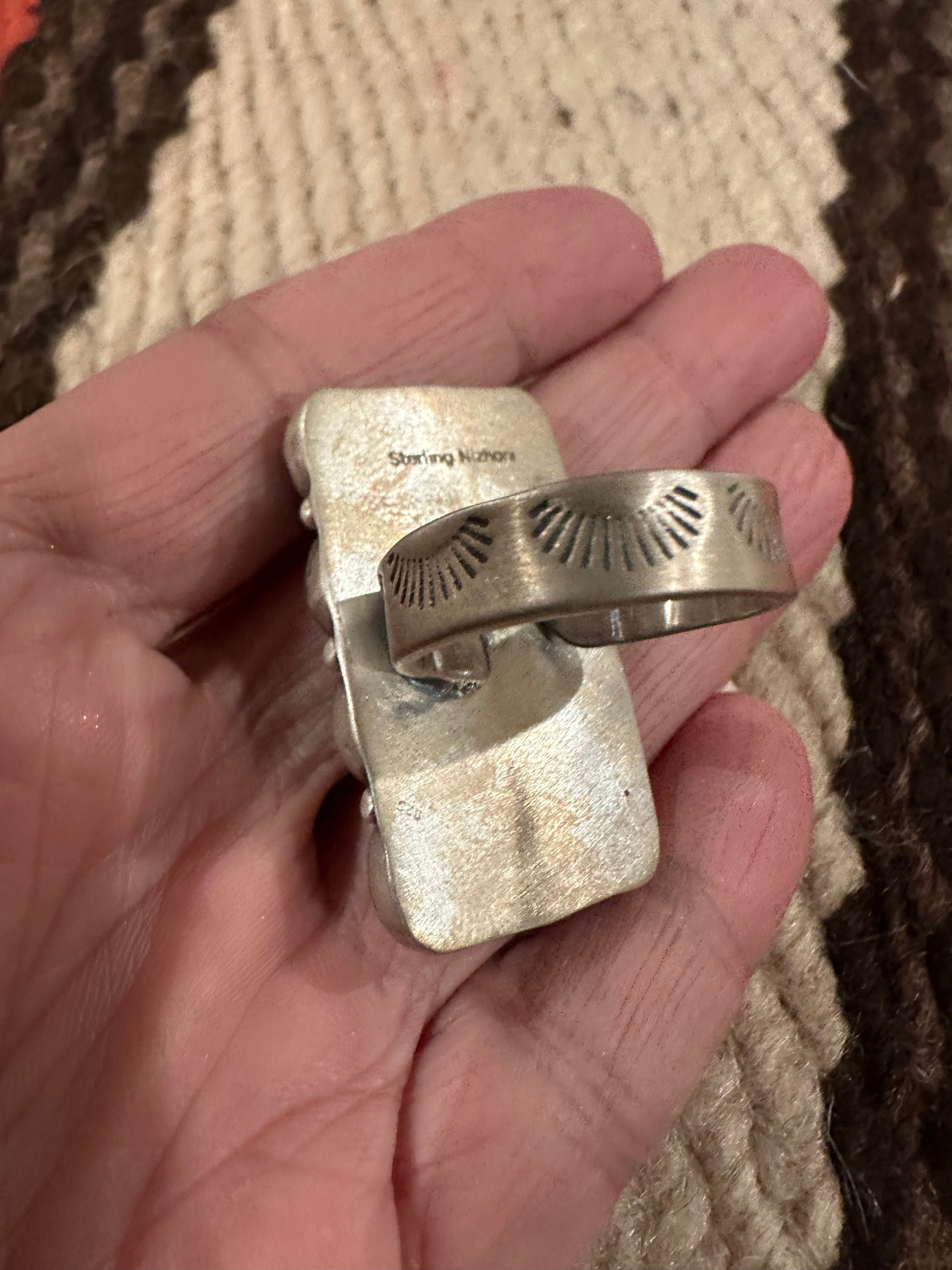 NFR COLLECTION Handmade Pink Dream & Sterling Silver Adjustable Ring Signed Nizhoni