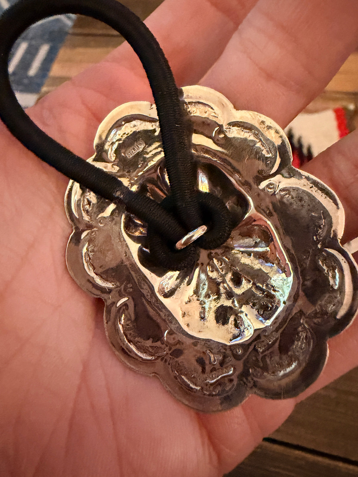 Handcrafted Sterling Silver Concho Hair Tie Charm