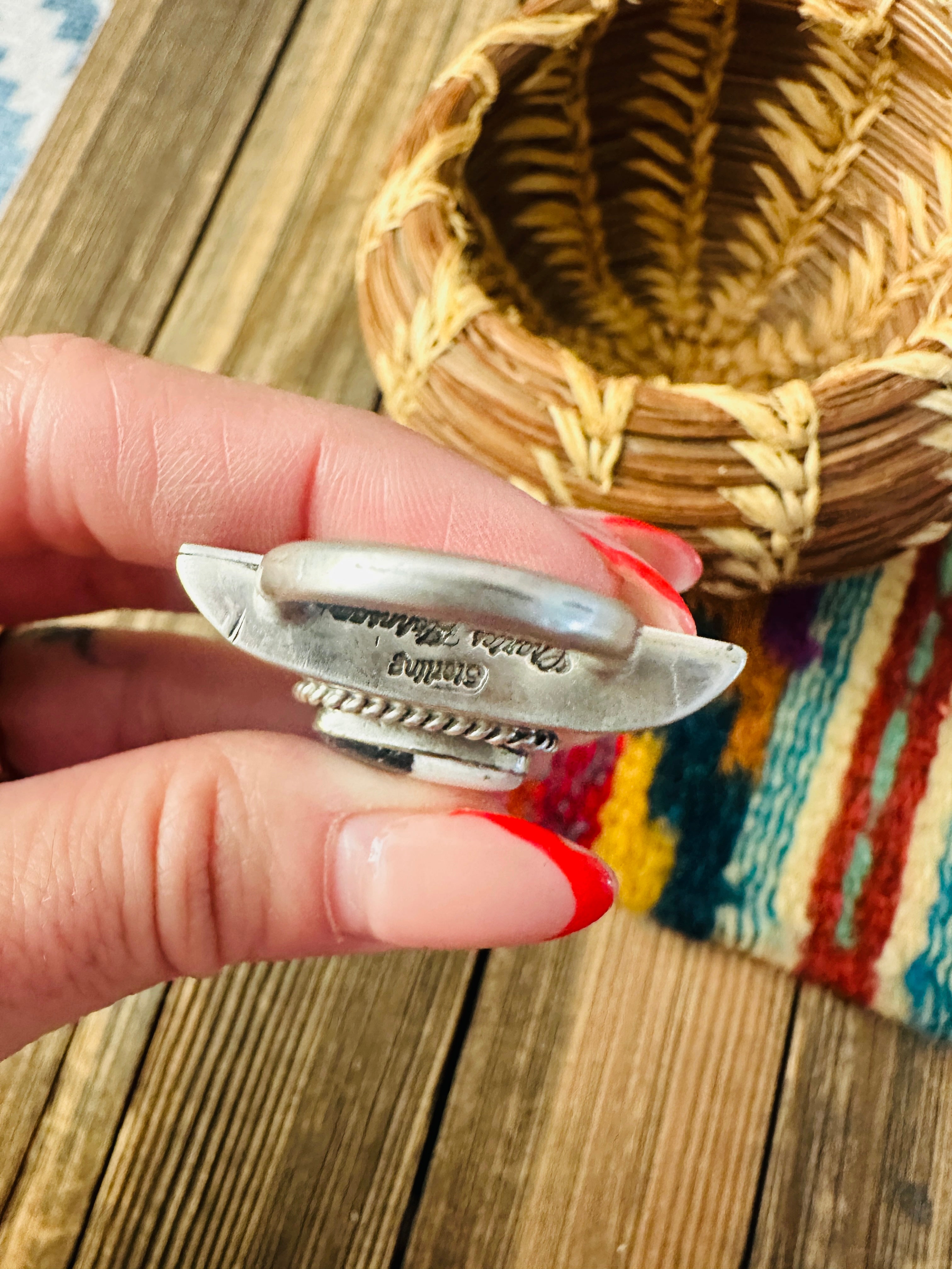 Handcrafted White Buffalo & Sterling Silver Locket Style Pendant by Charles Johnson