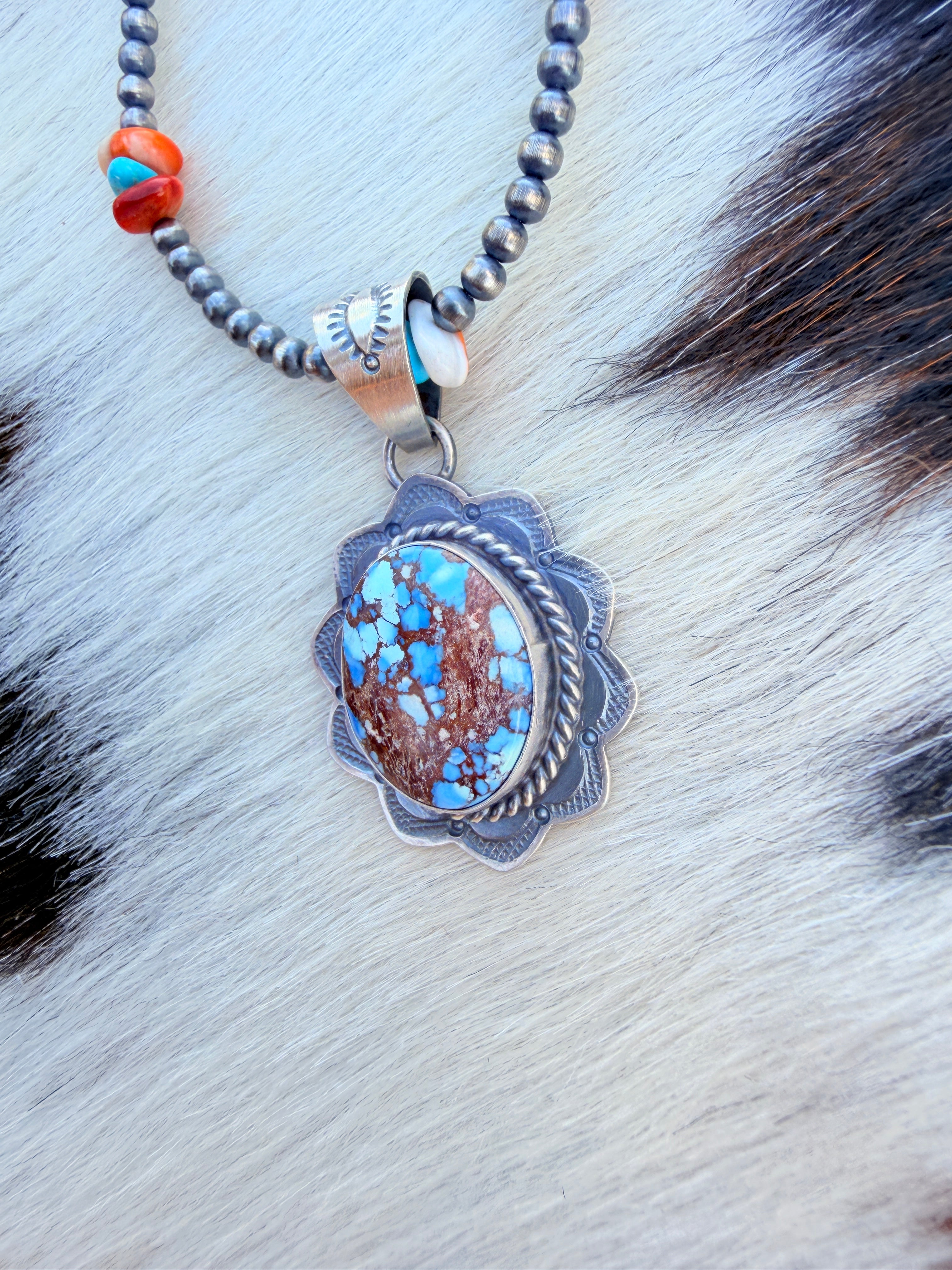 Handcrafted Sterling Silver & Golden Hills Turquoise Pendant by David Skeets