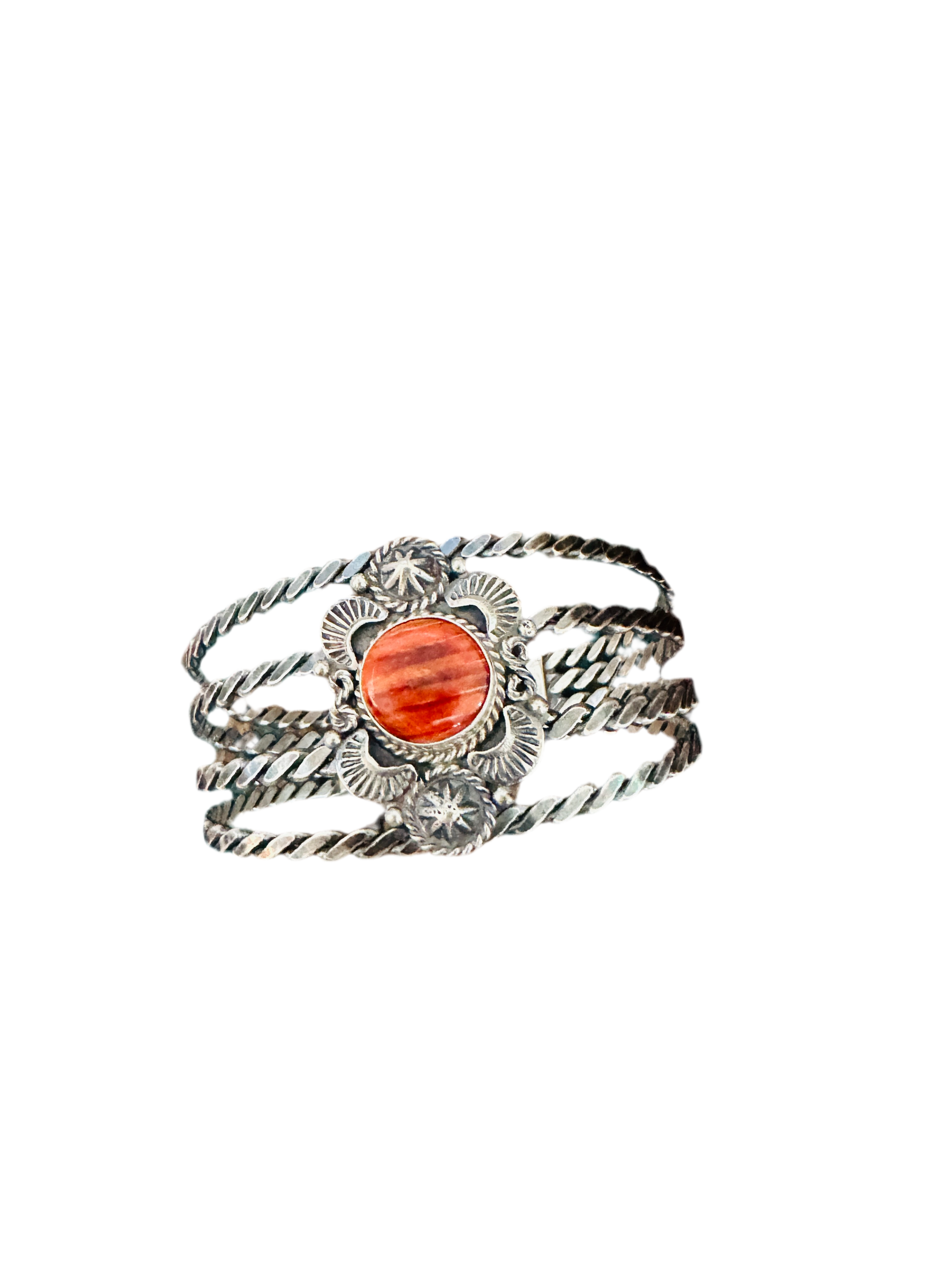 Handcrafted Sterling Silver & Orange Spiny Oyster Cuff Bracelet
