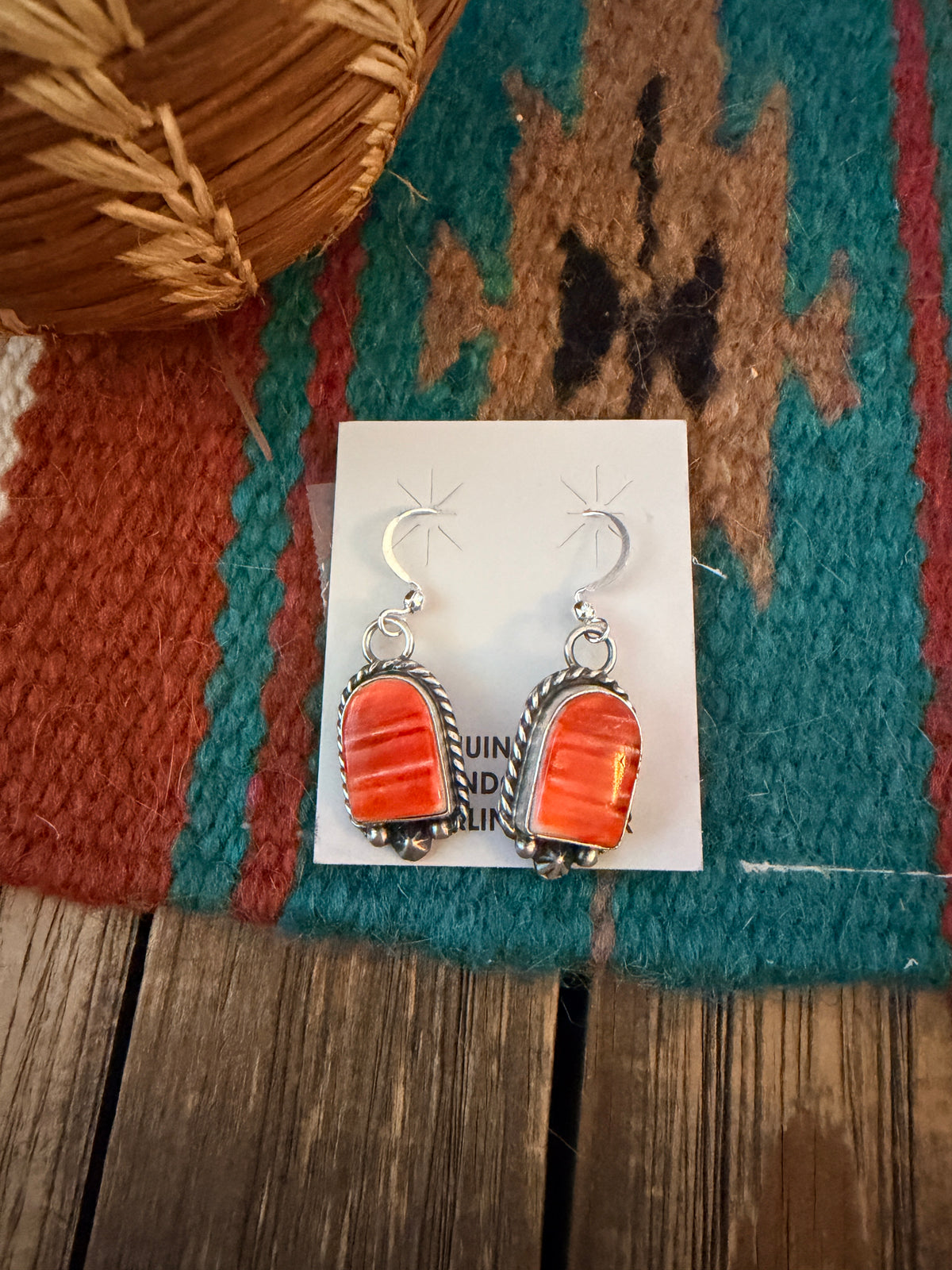 Handcrafted Spiny Oyster & Sterling Silver Dangle Earrings