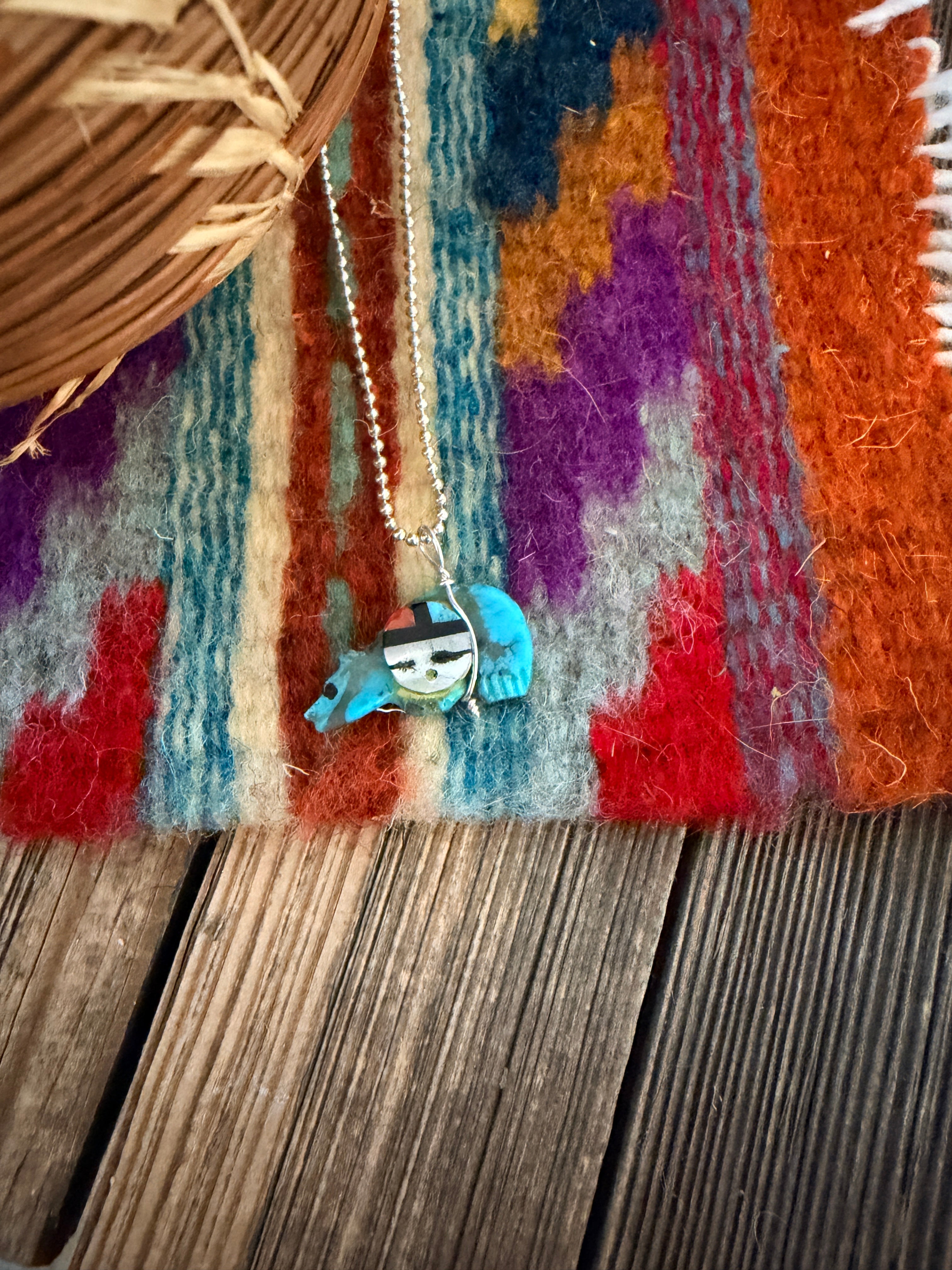 Hand Carved Multi Stone Bear Pendant by Darren Boone