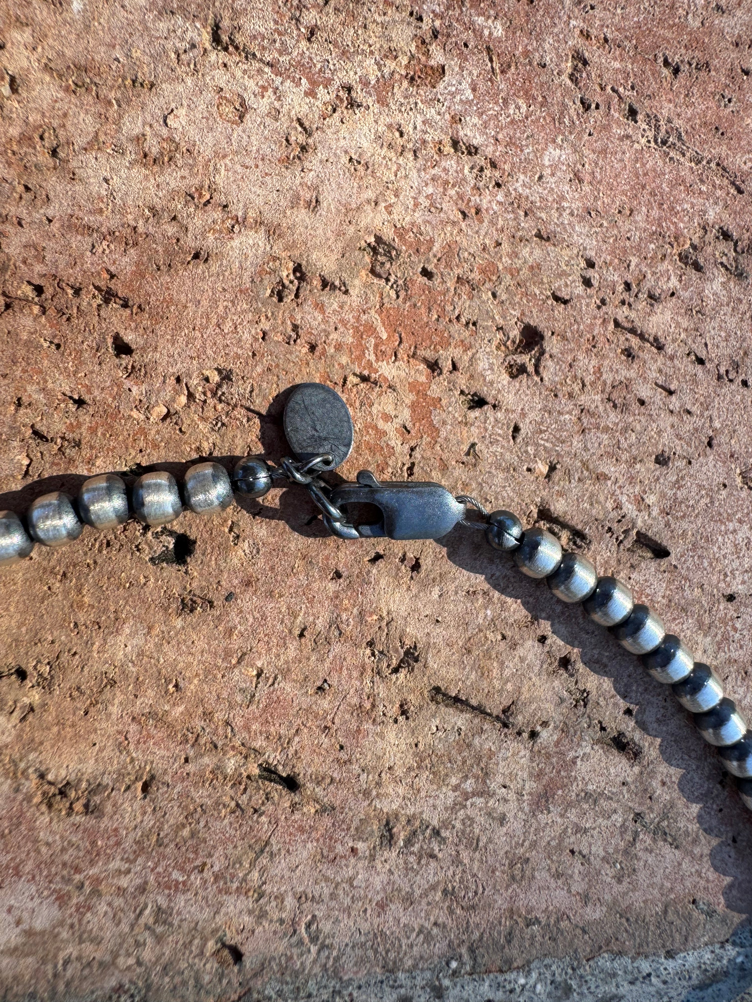 Sterling Silver & Multi Stone Beaded 4-6mm Necklace 14"