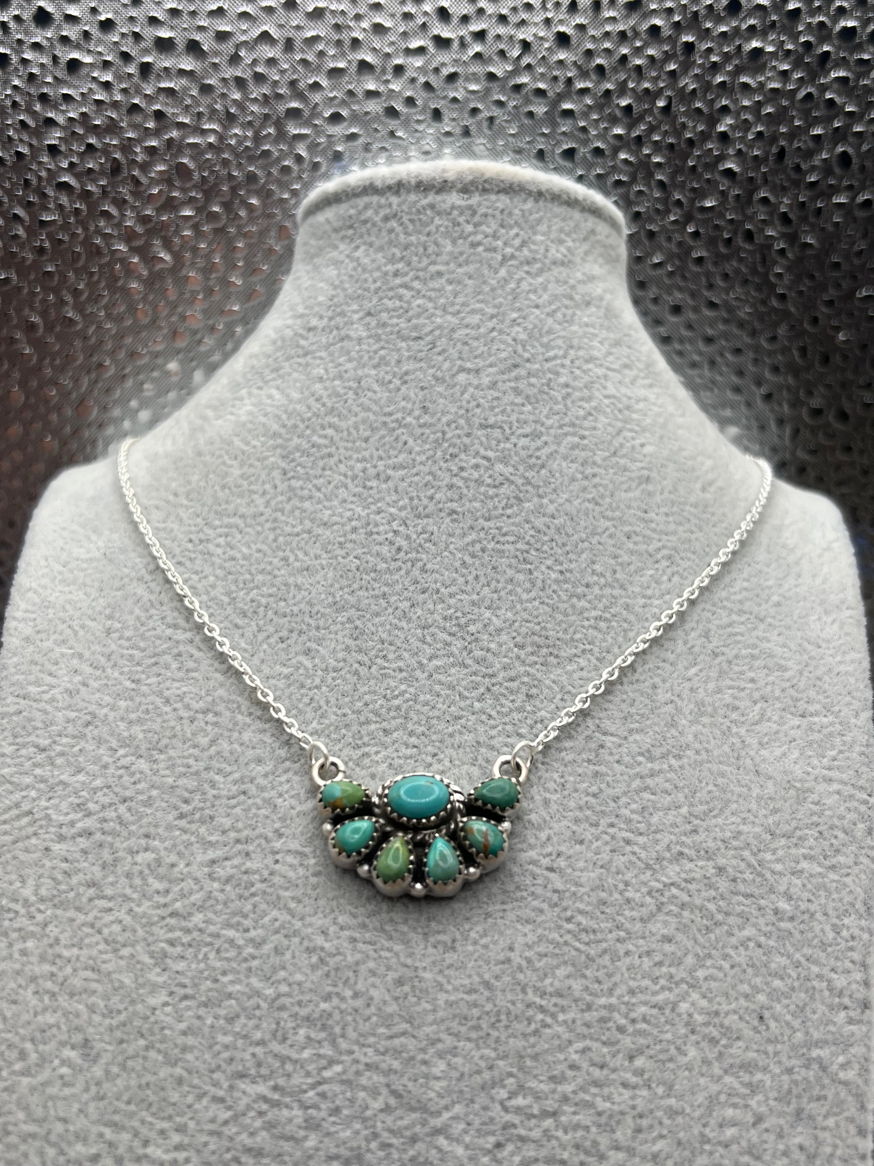 Handmade Turquoise Necklace & Earrings Sterling Silver Set