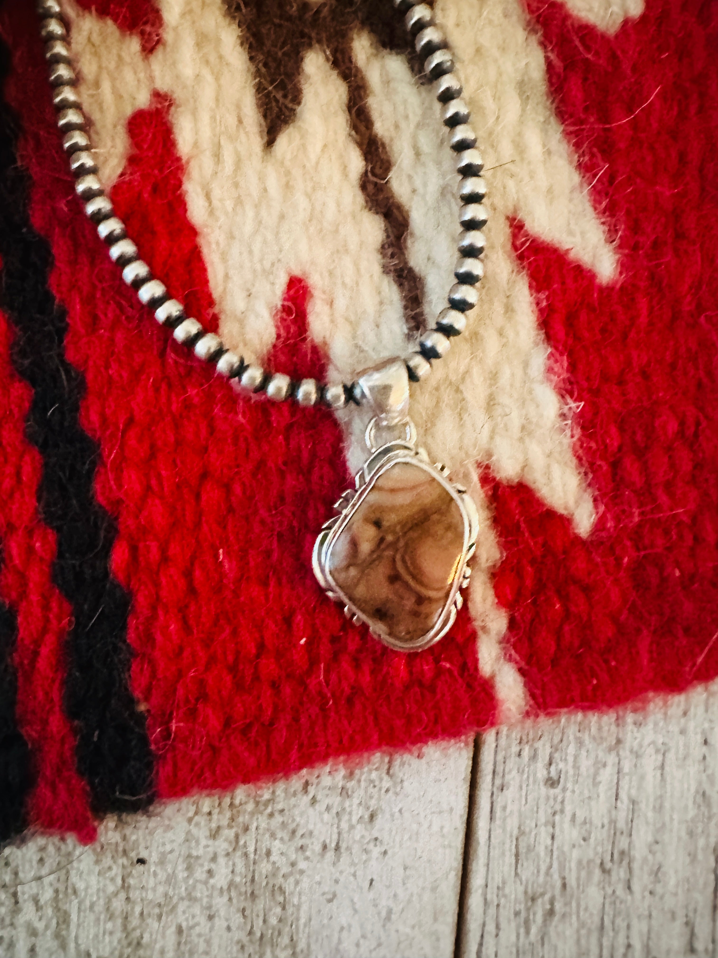 Handcrafted Sterling Silver & Jasper Pendant