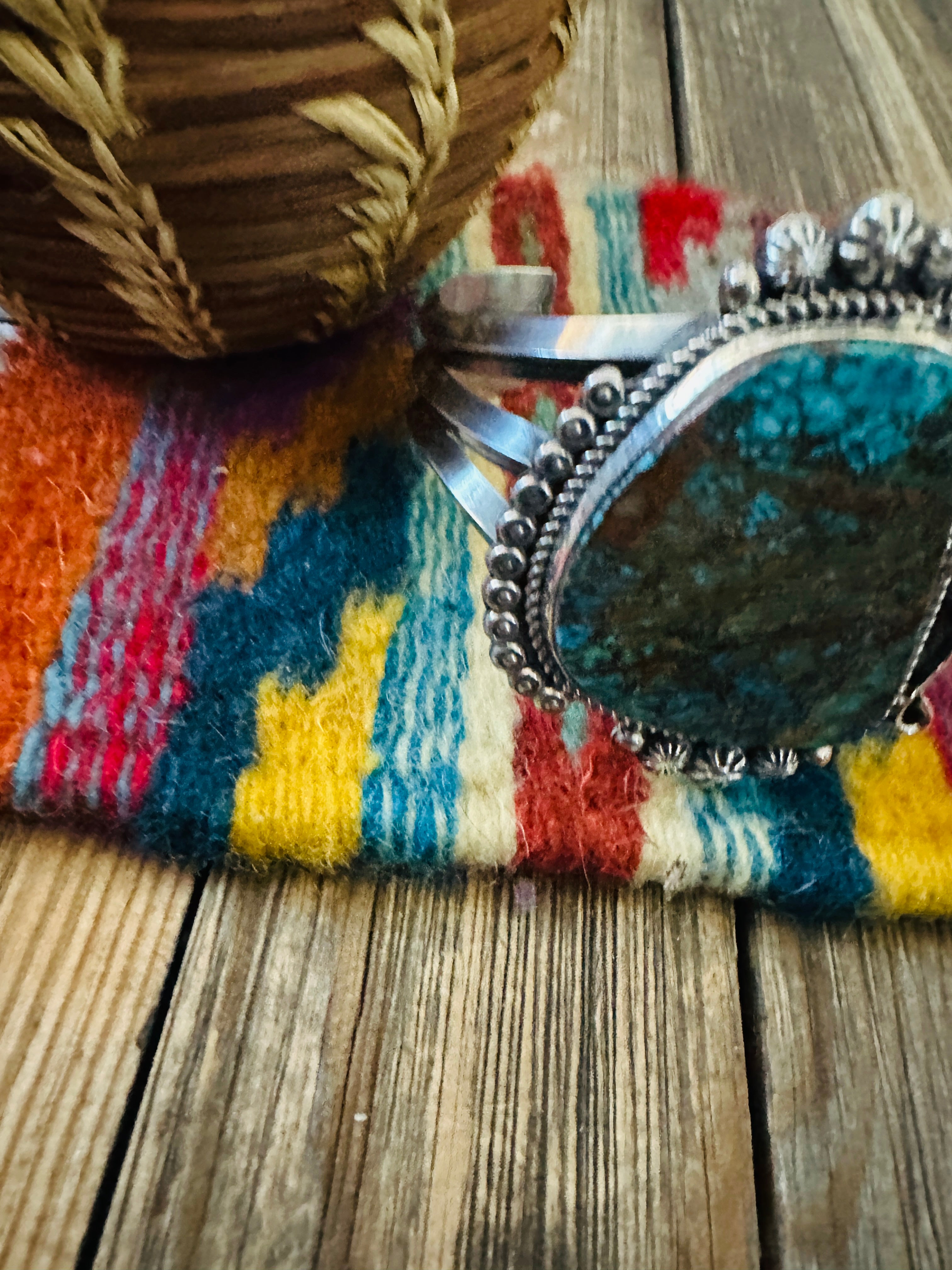 Handcrafted Royston Turquoise & Sterling Silver Cuff Bracelet by Rosella Paxson