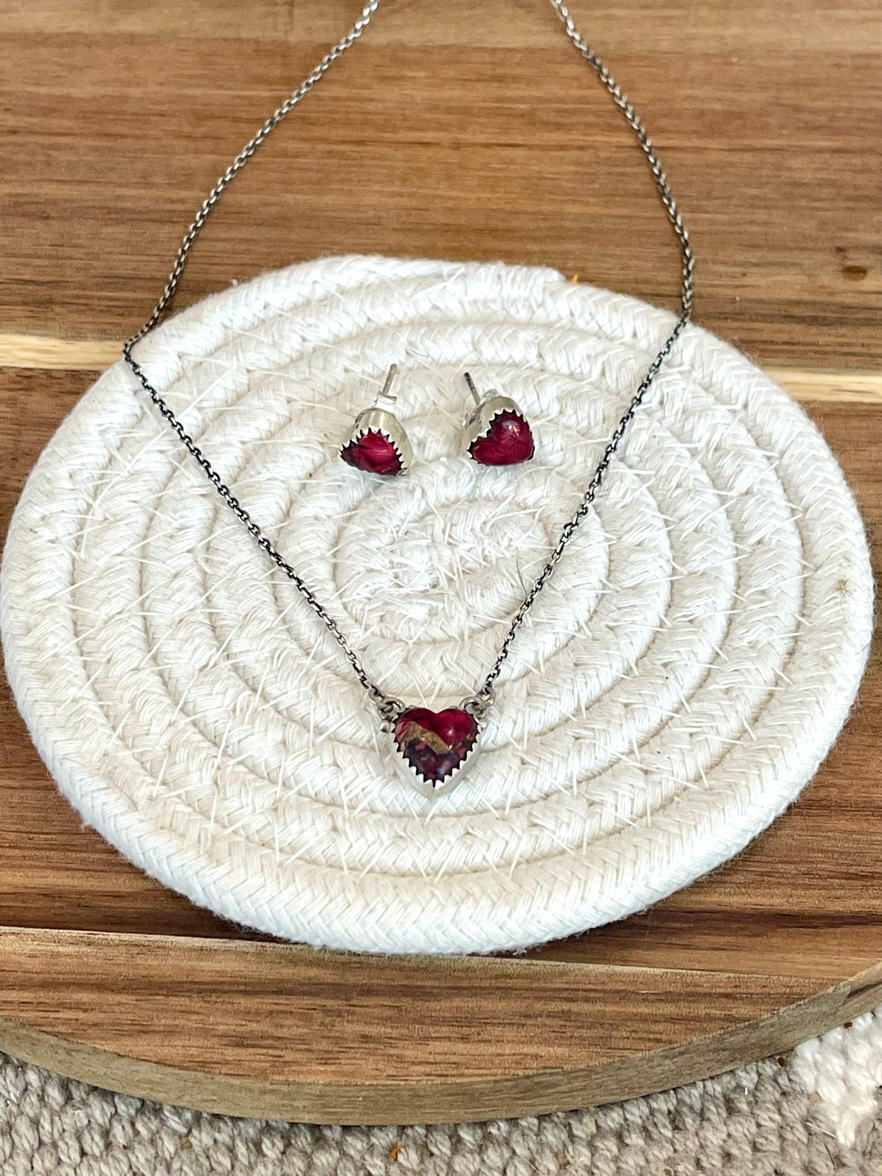 Beautiful Handmade Sterling Silver Dahlia Rose Necklace SET