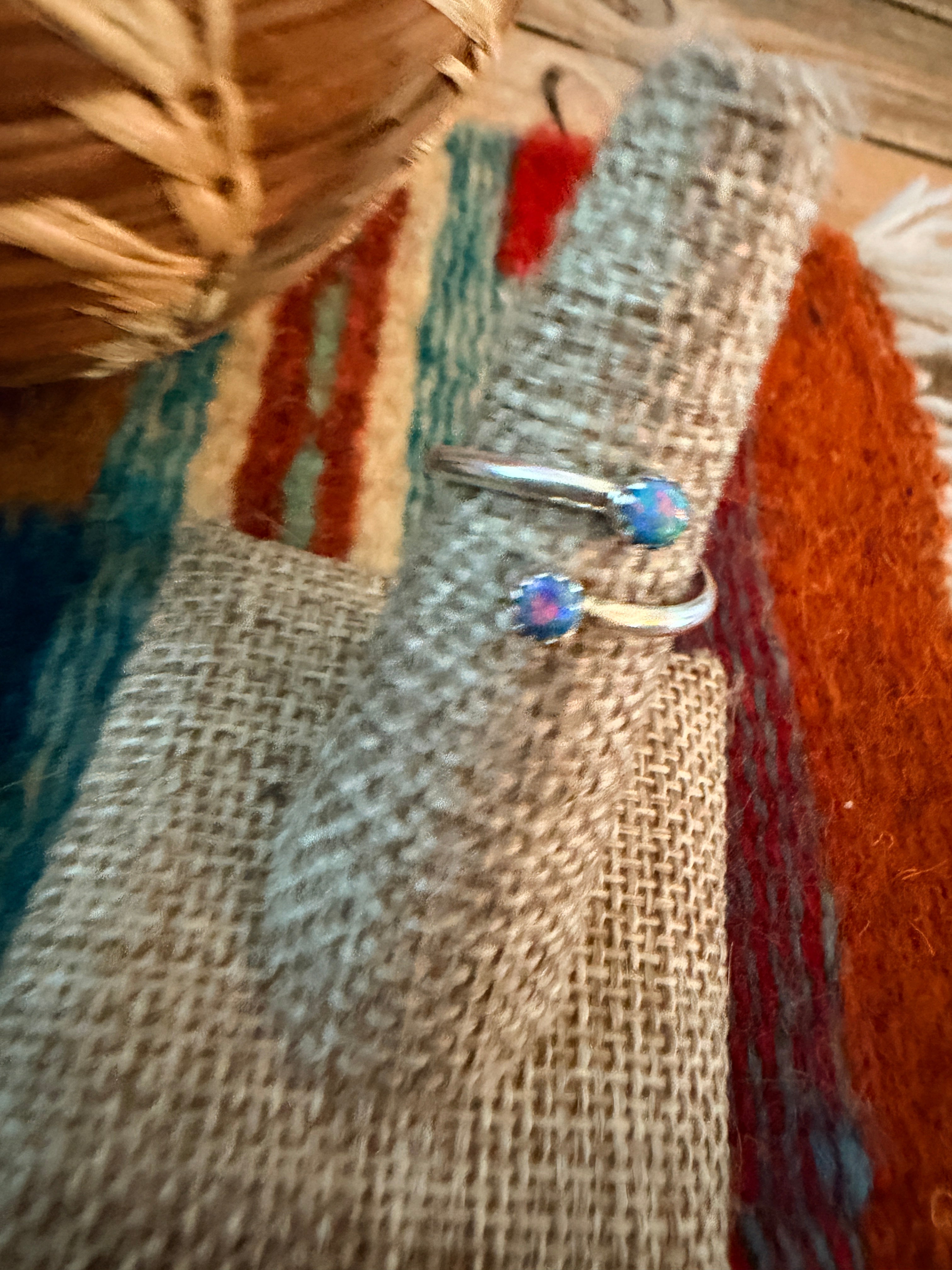 Handcrafted Blue Opal & Sterling Silver Adjustable Ring