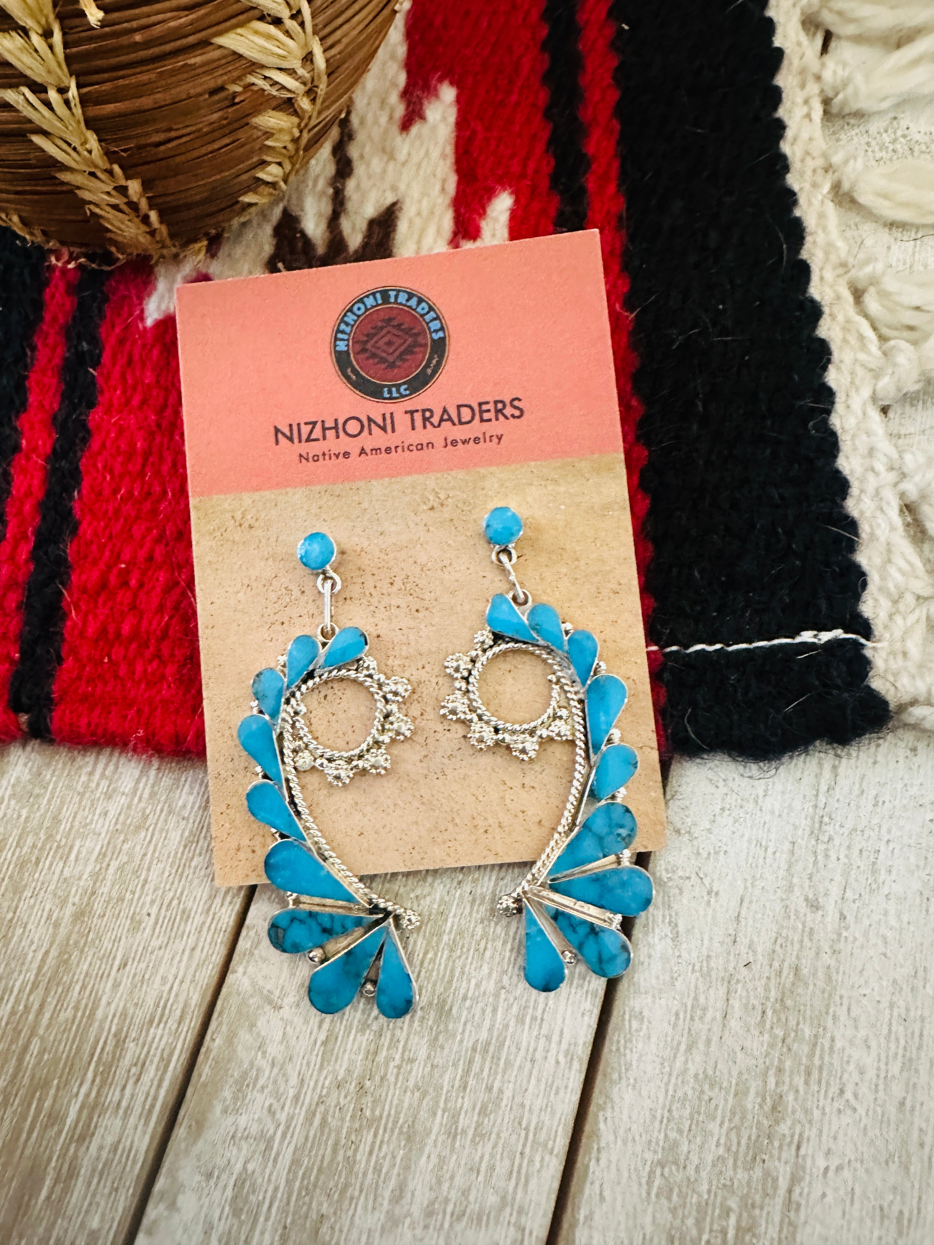 Handcrafted Sterling Silver & Turquoise Dangle Earrings