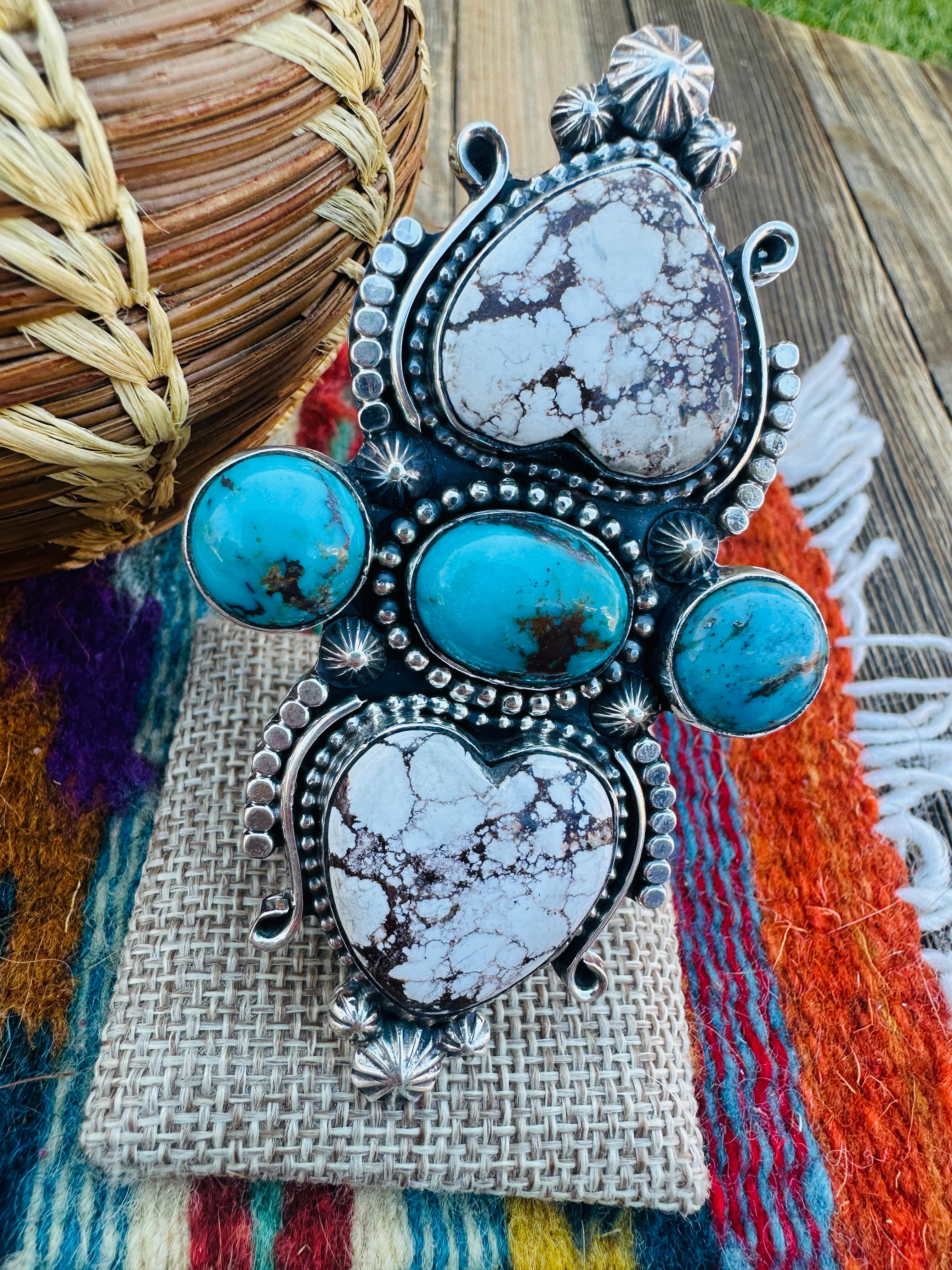 Handcrafted Wild Horse, Turquoise & Sterling Silver Ring 10 by Rosella Paxson