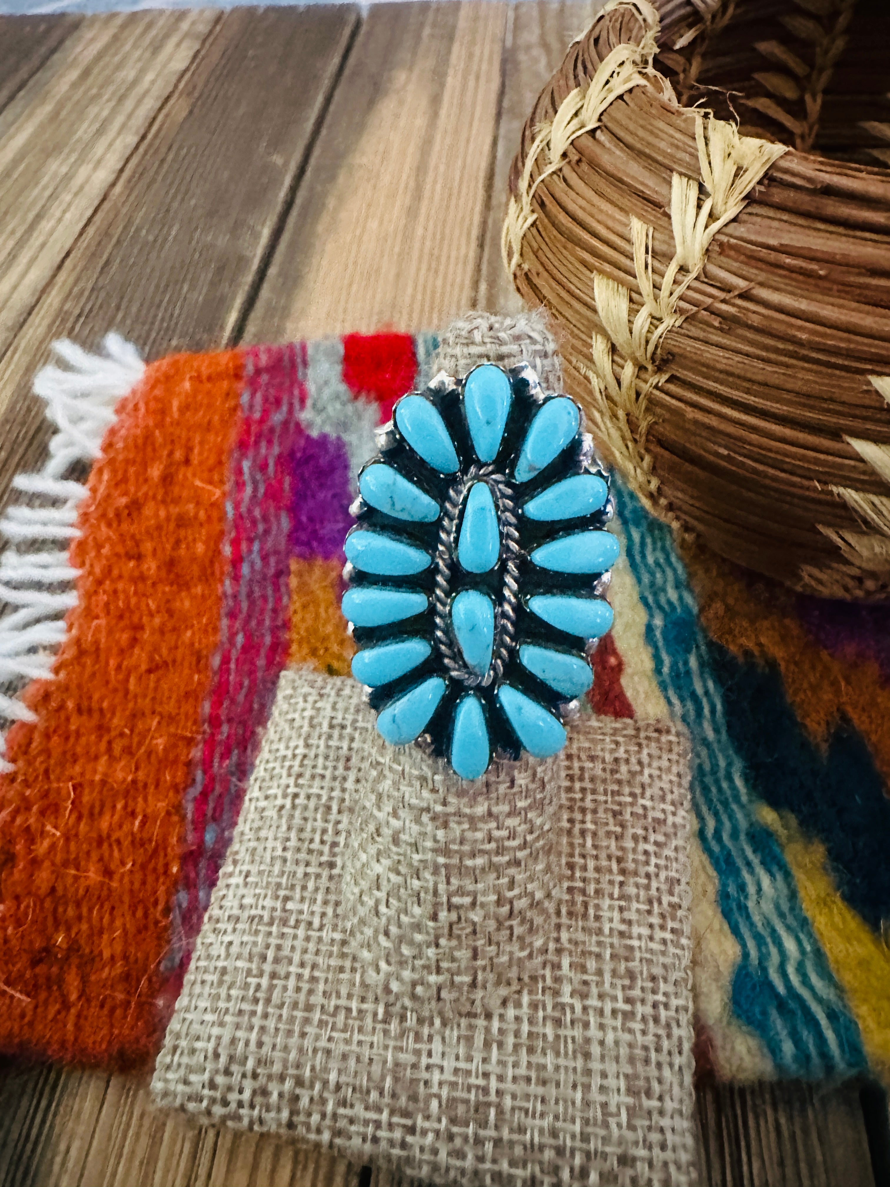 Handcrafted Turquoise & Sterling Silver Cluster Ring by Juliana Williams