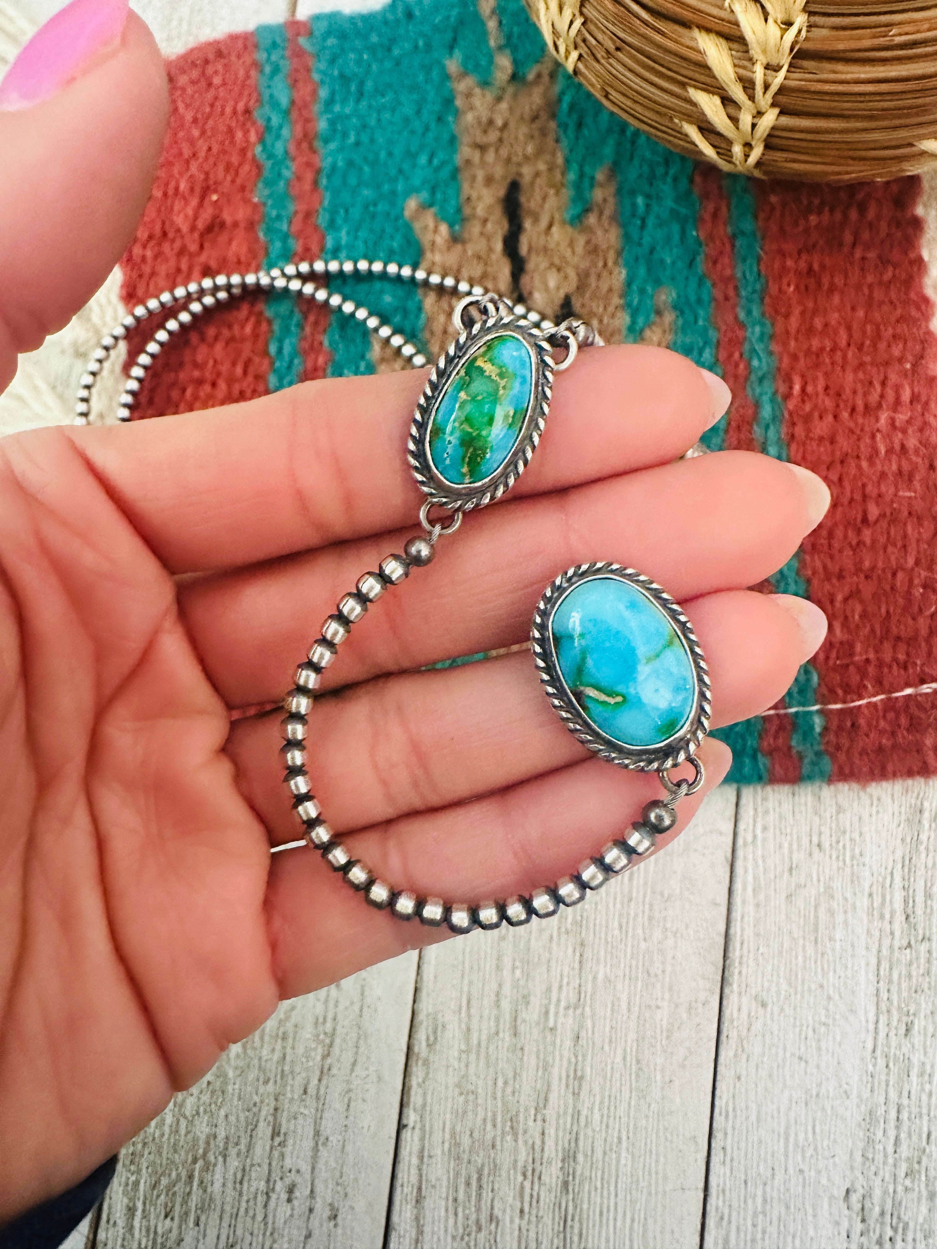 Handcrafted Sterling Silver & Sonoran Mountain Turquoise Beaded Necklace