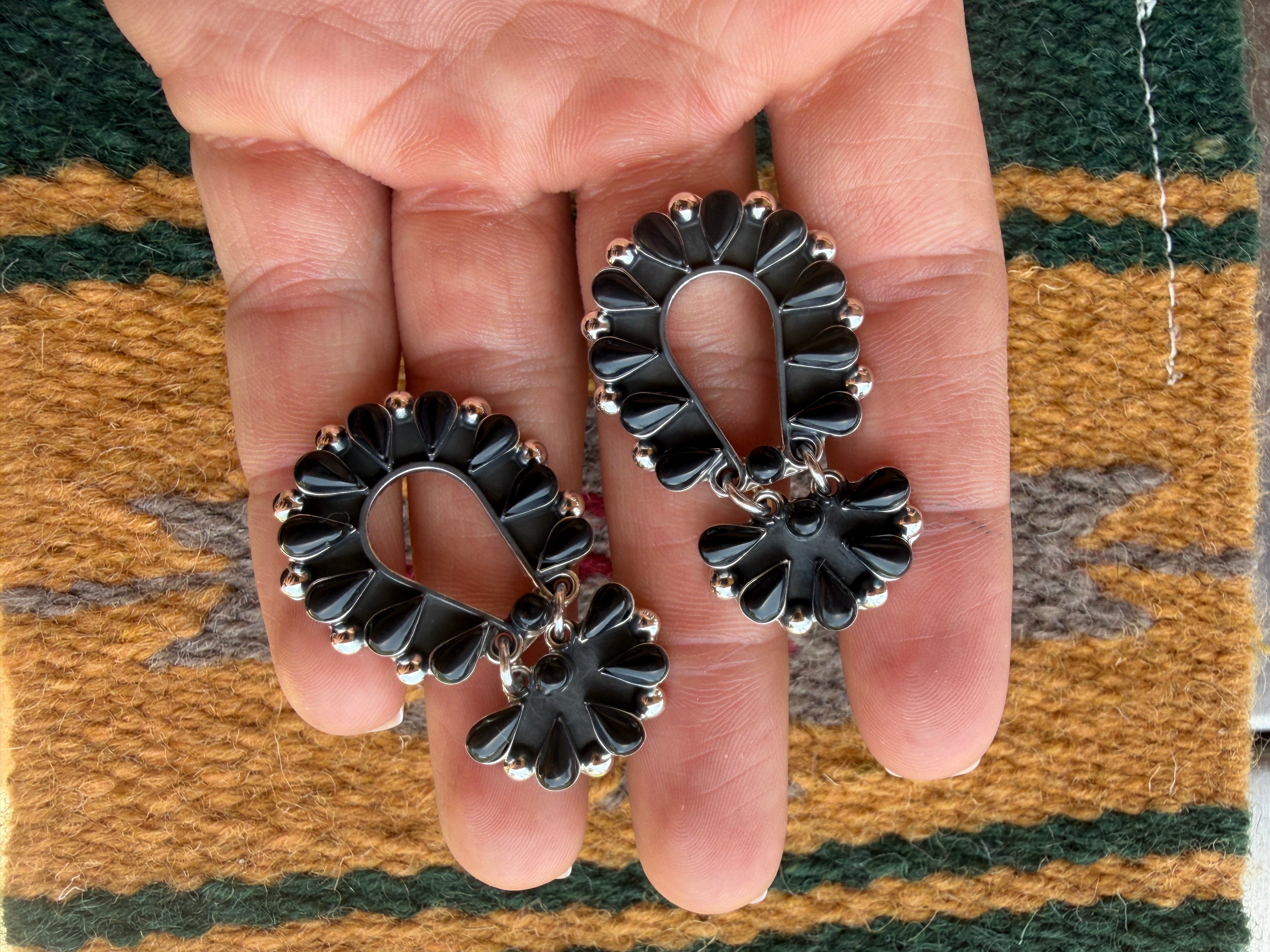 Beautiful Handmade Onyx Post Dangle Earrings