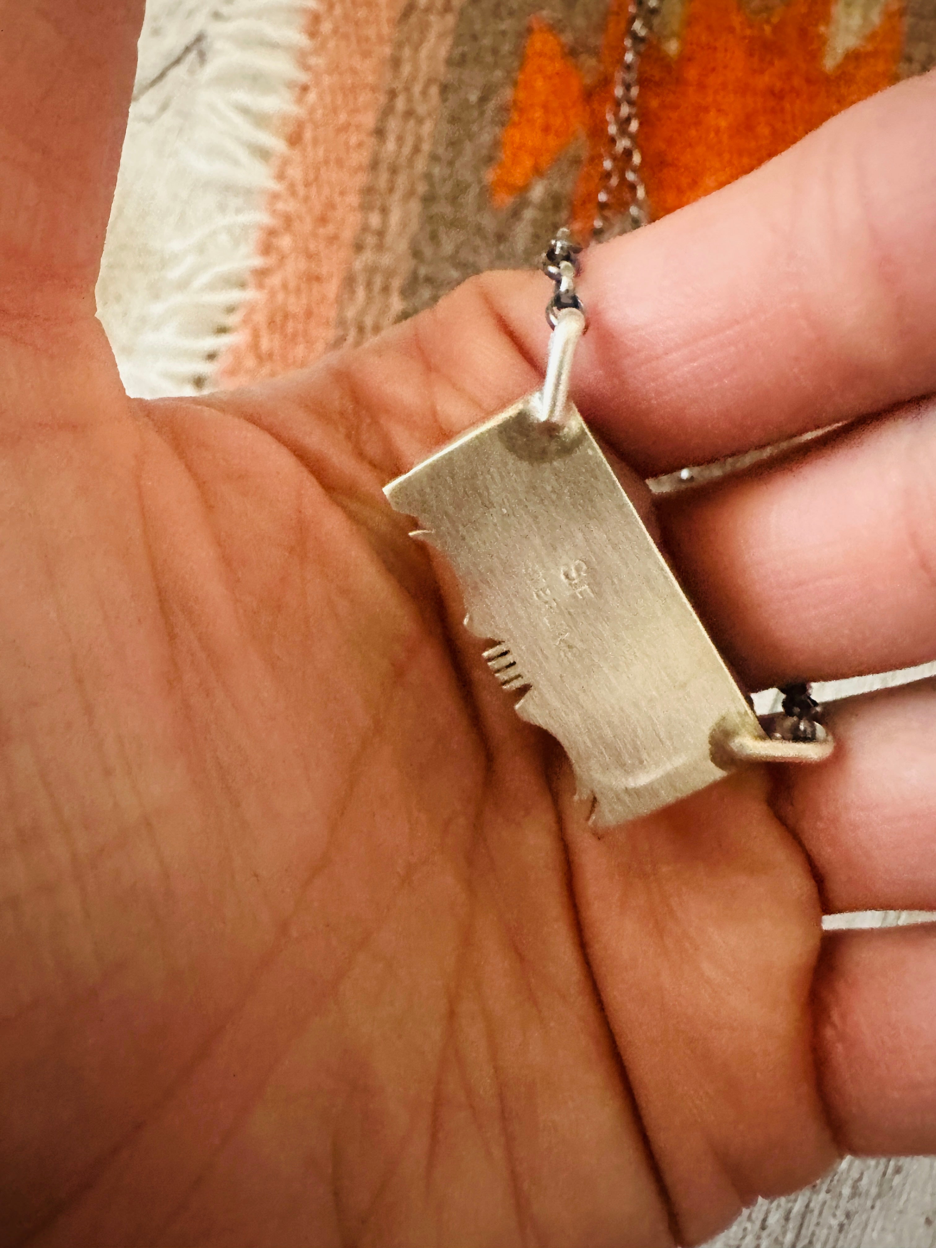 Handcrafted Number 8 Turquoise & Sterling Silver Bar Necklace