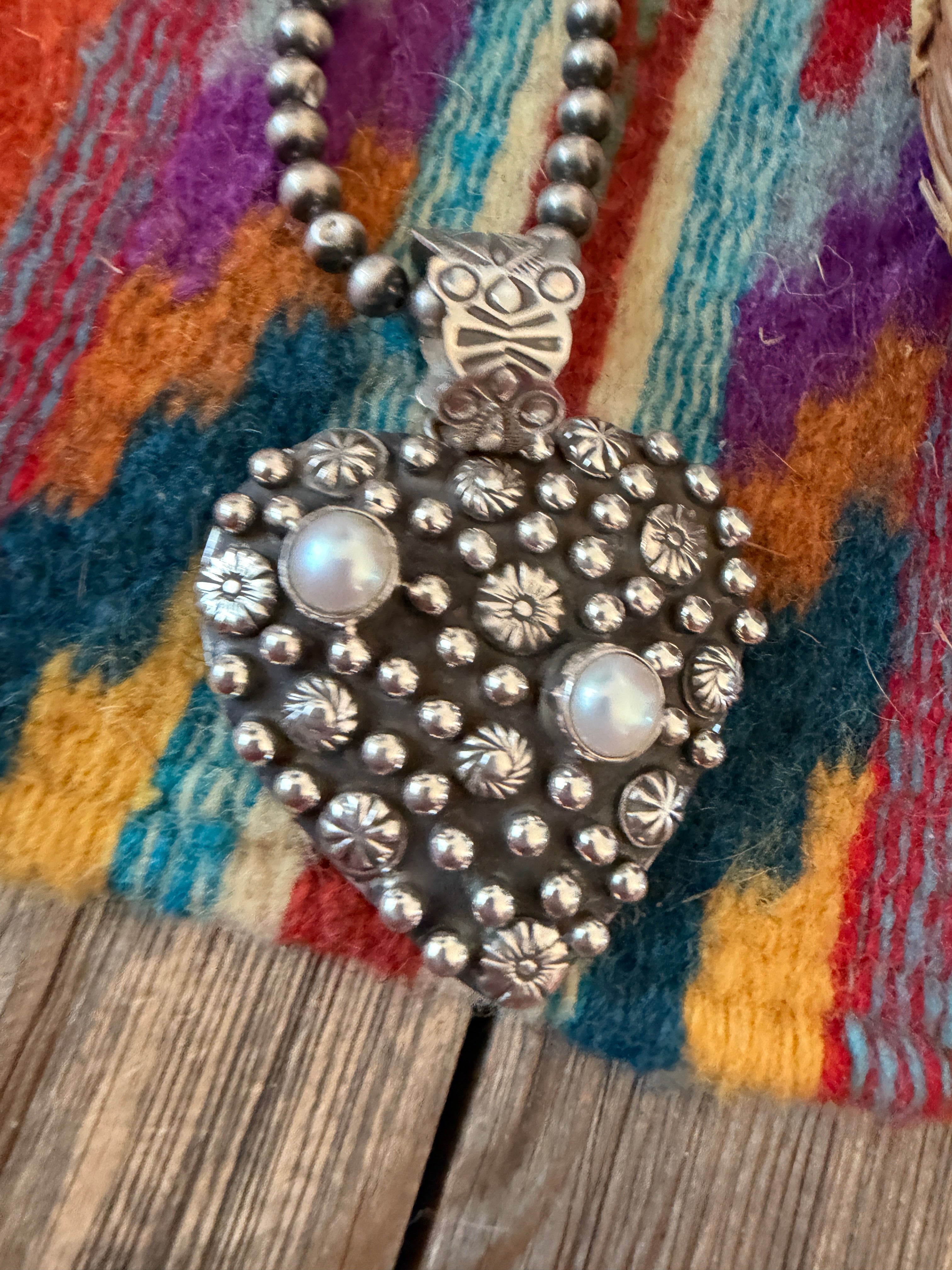 Handcrafted Pearl & Sterling Silver Heart Pendant by Geneva Apachito