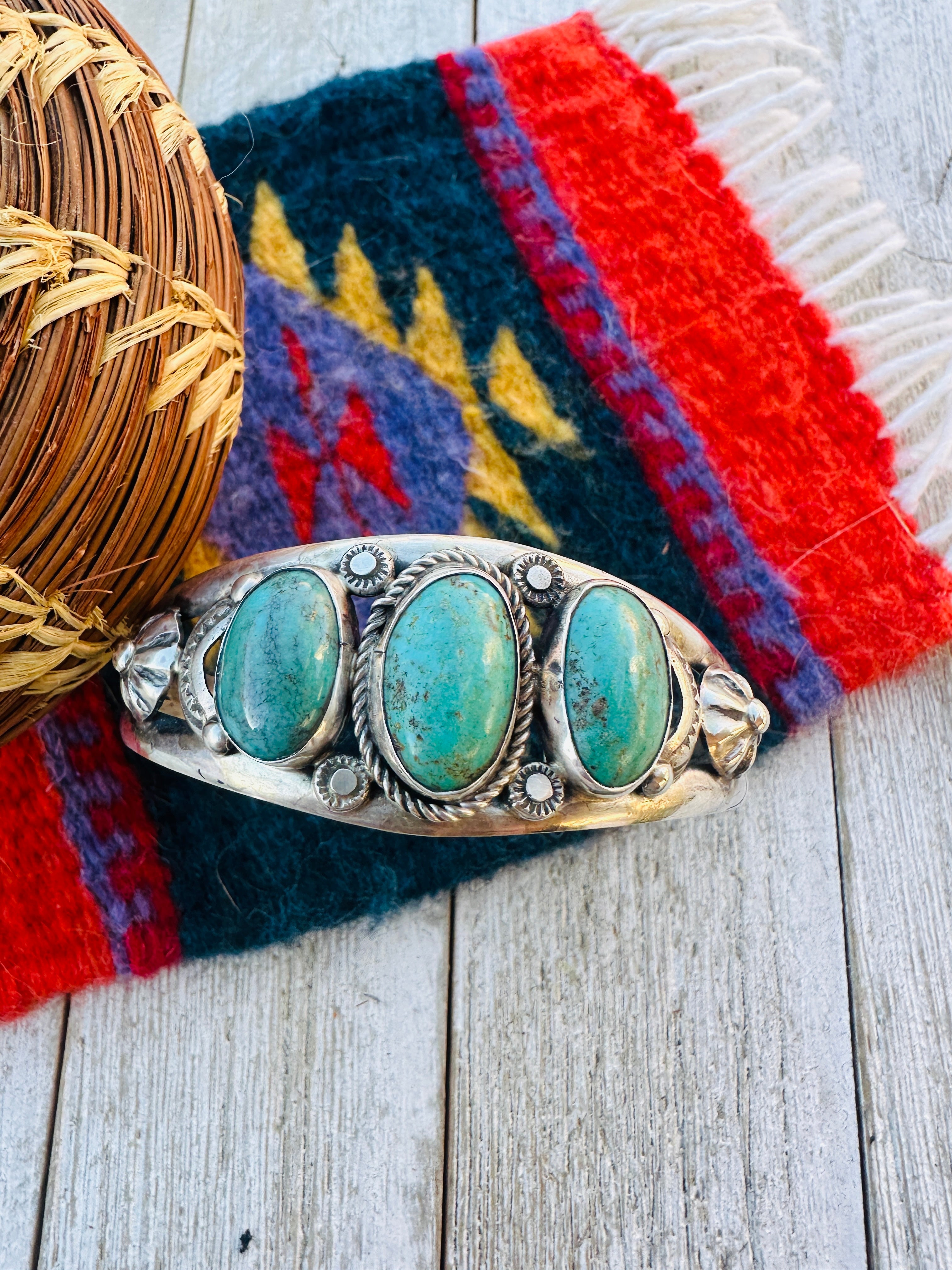 Handcrafted Turquoise & Sterling Silver Cuff Bracelet by Jacqueline Silver