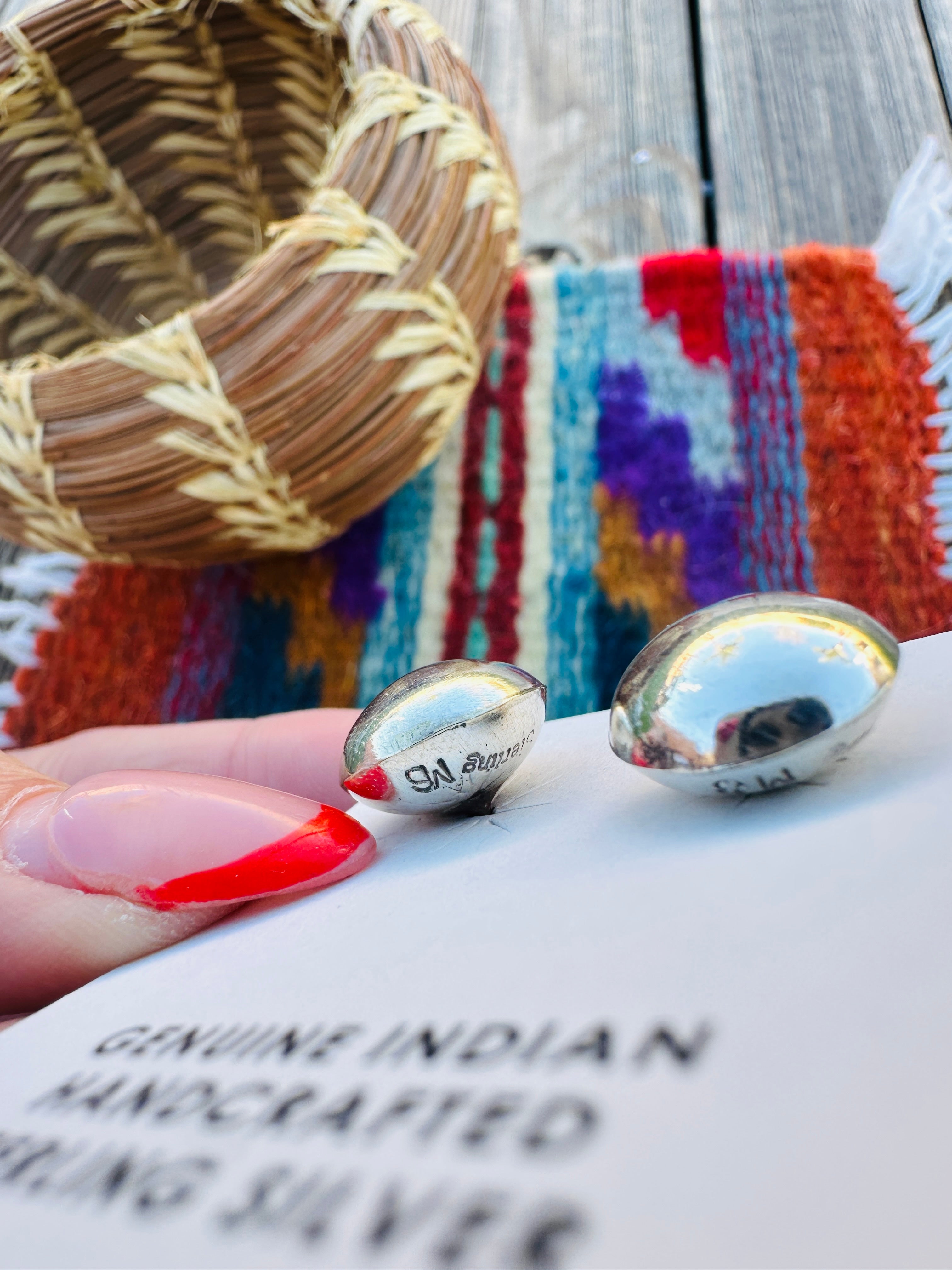 Handcrafted Sterling Silver Pearl Stud Earrings