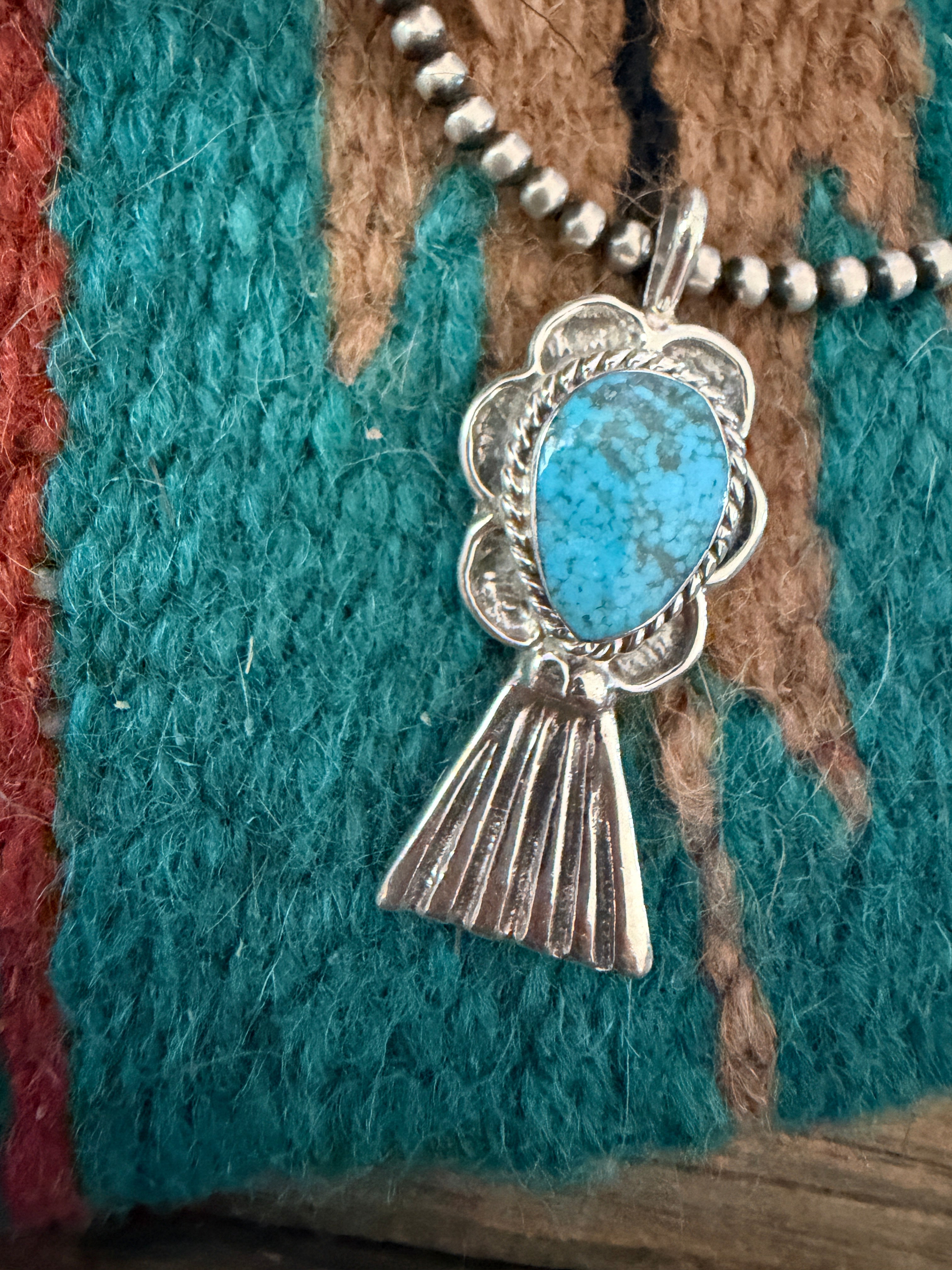 Handcrafted Sterling Silver & Turquoise Blossom Pendant by Joseph Martinez