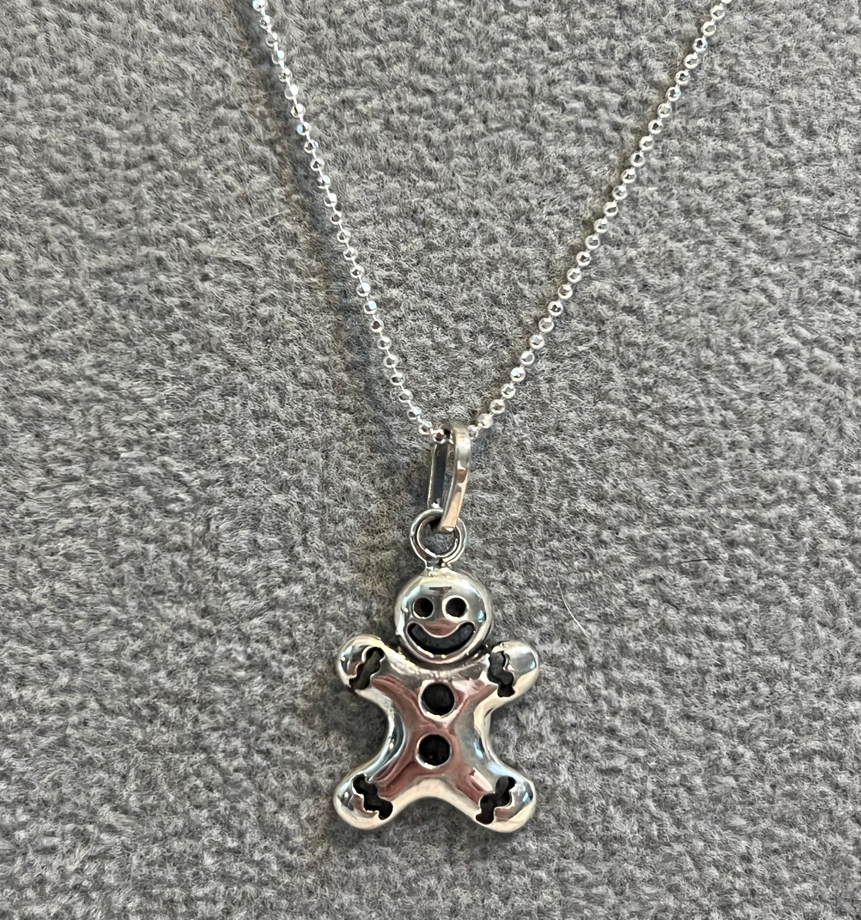 Sterling Silver Gingerbread Man Pendant