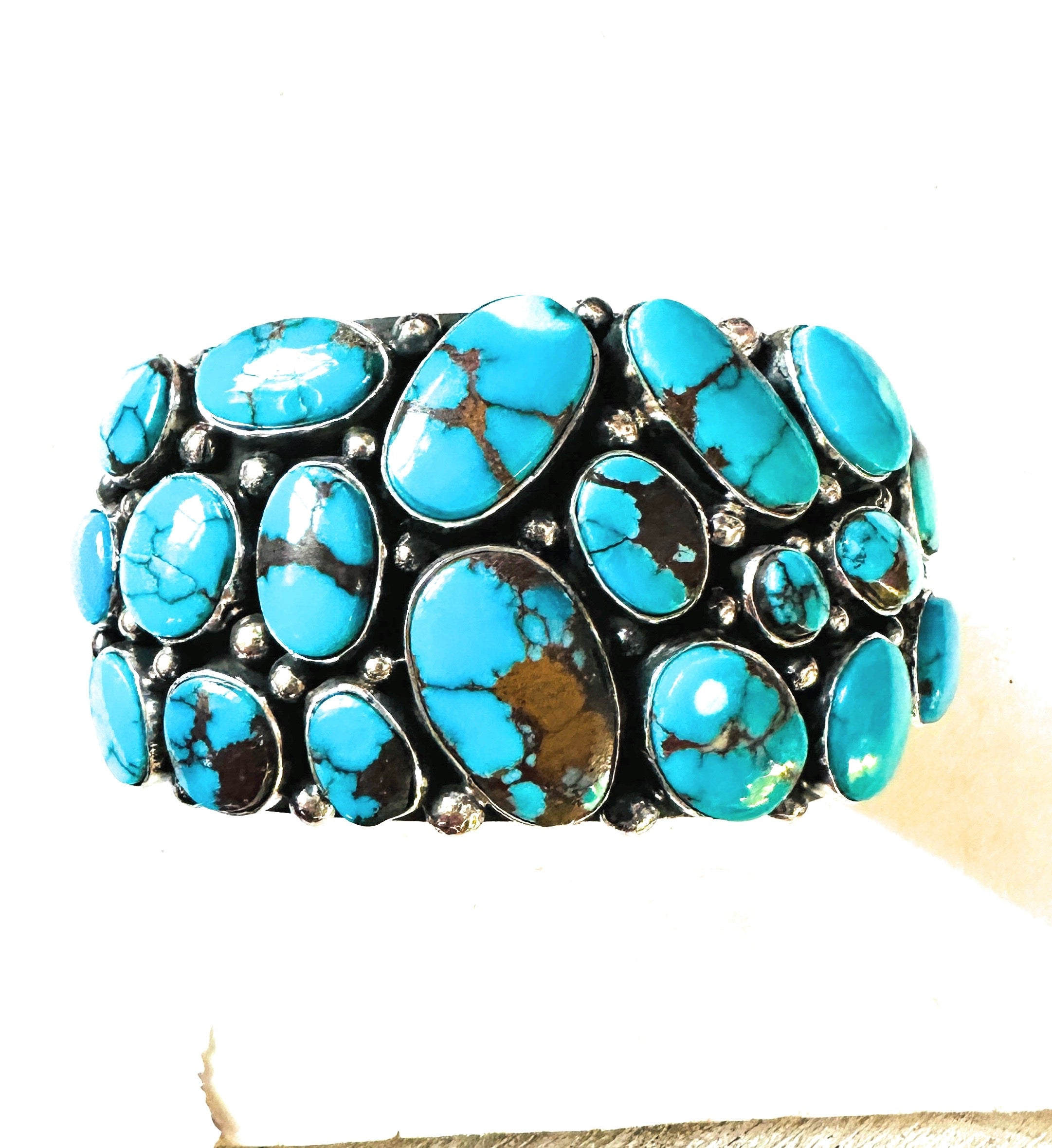 Navajo Sterling Silver & Kingman Turquoise Cuff Bracelet /