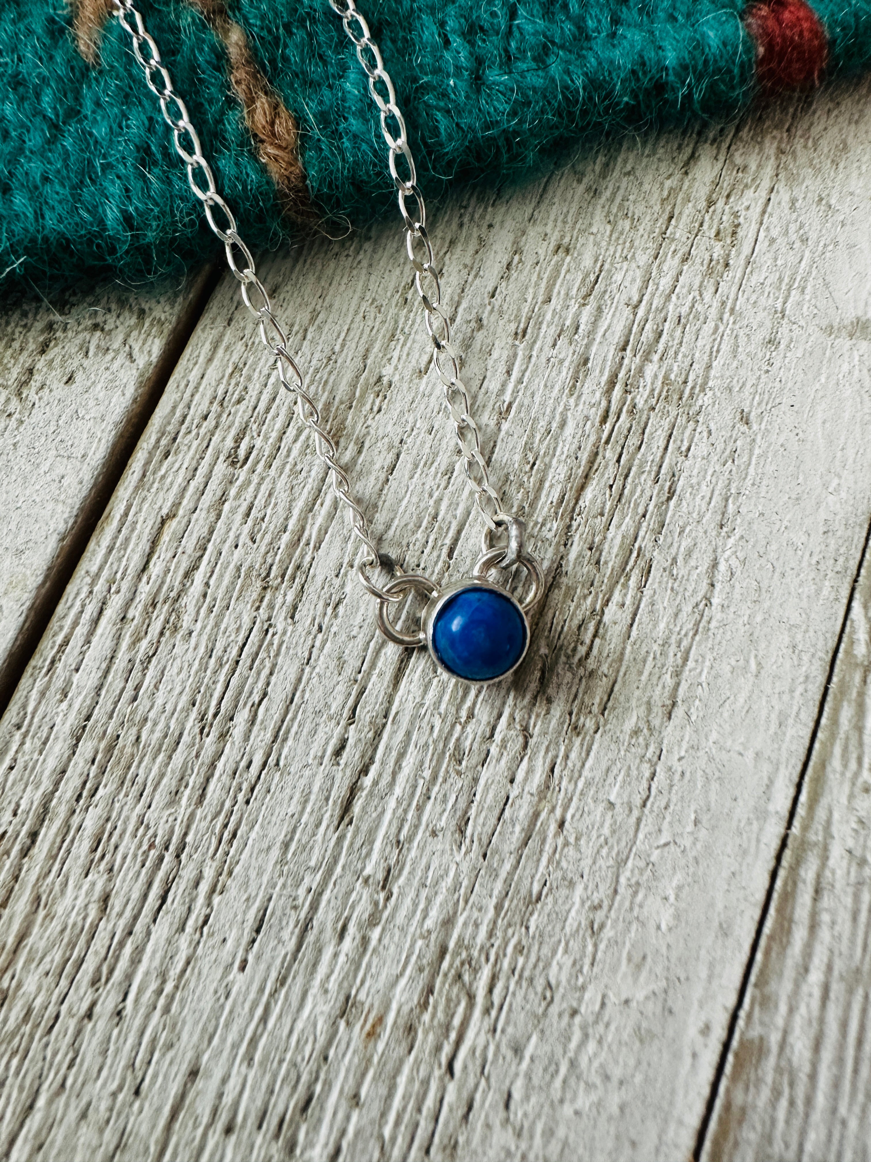 Handcrafted Sterling Silver & Lapis Dot Necklace