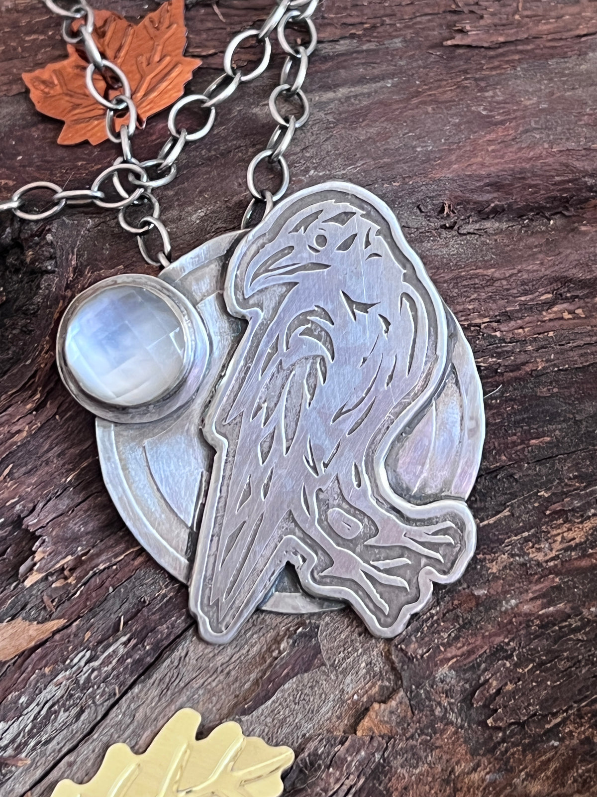 Tularosa Handcrafted Sterling Silver Raven & Moon Necklace