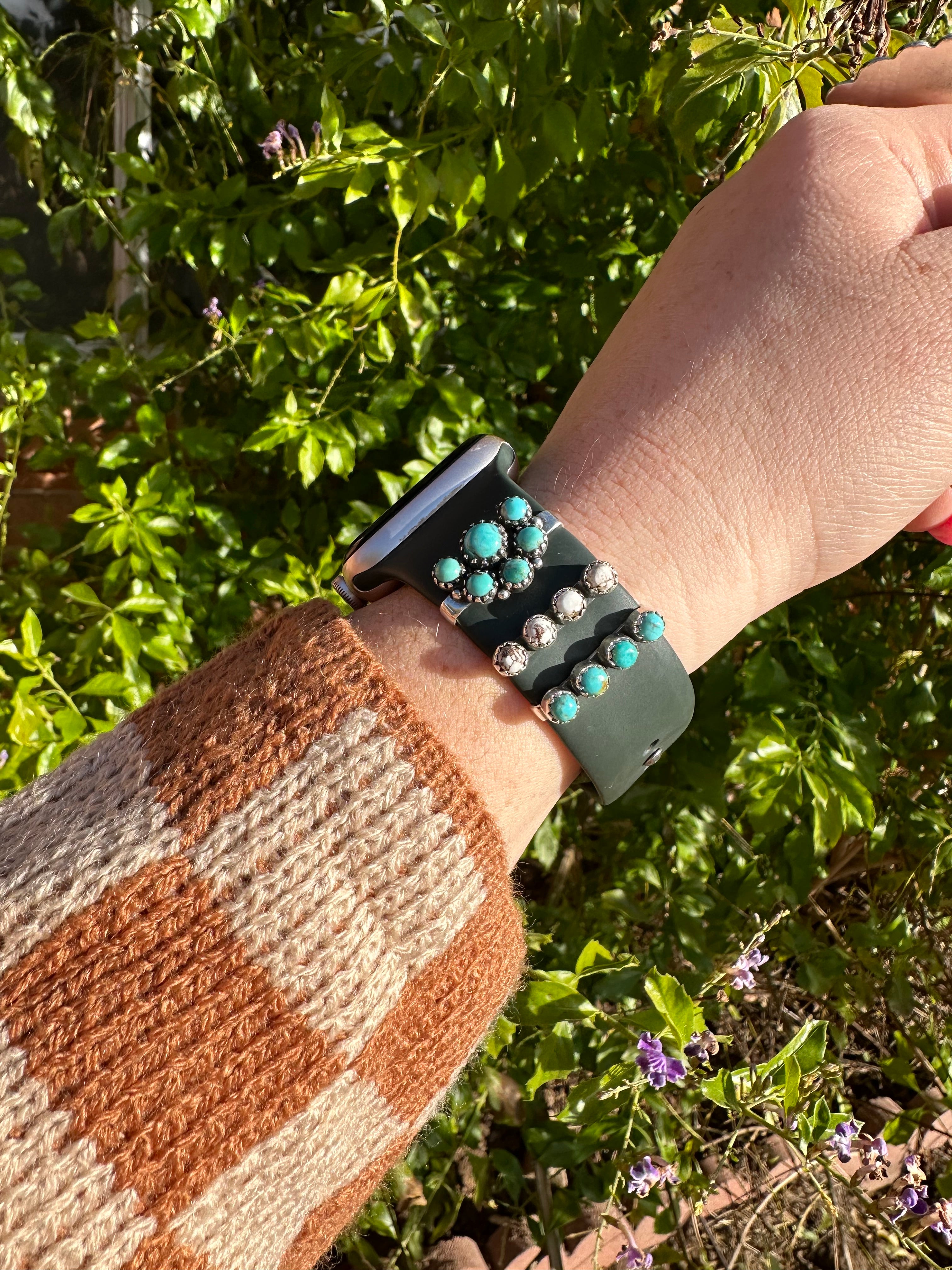 Nizhoni Turquoise & Sterling Silver Handmade 4 Stone Watch Charms