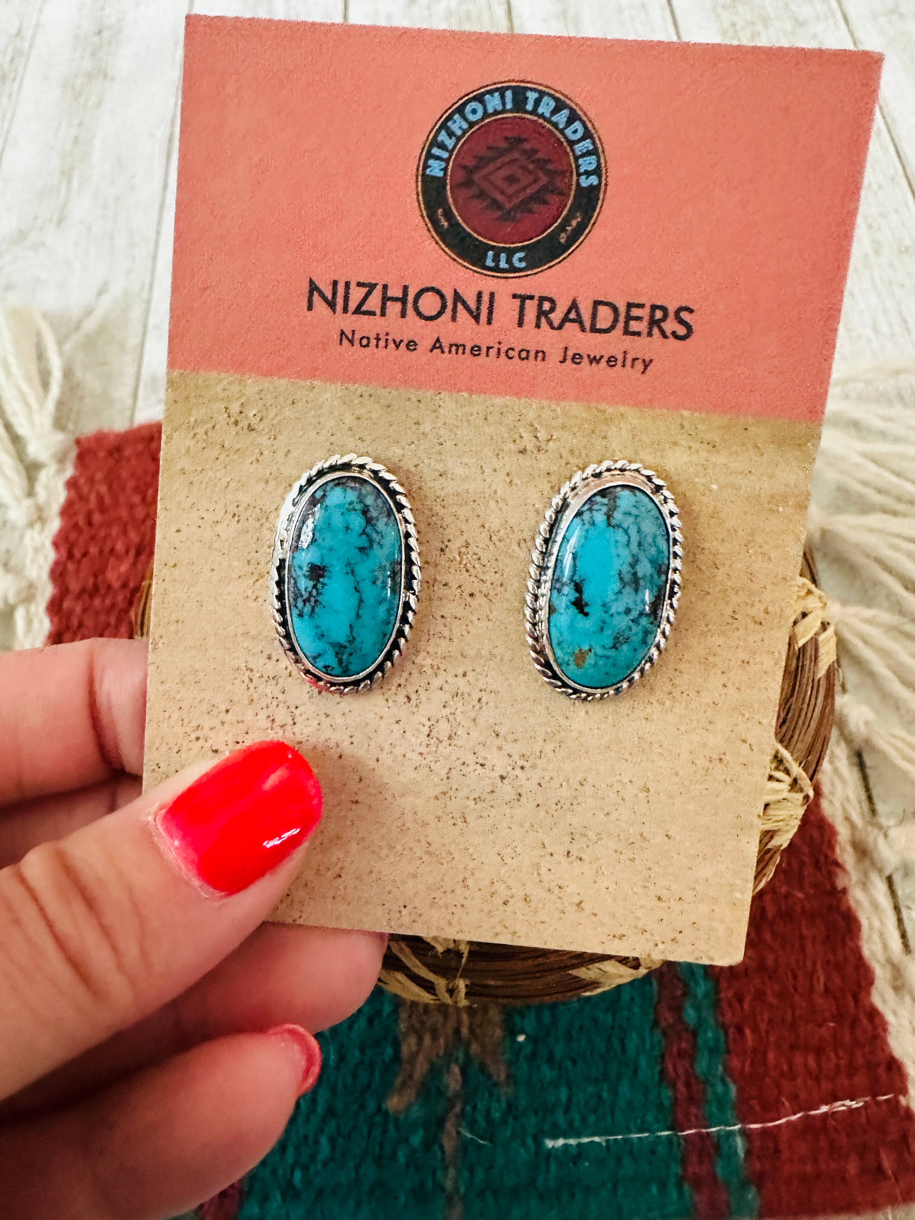 Navajo Turquoise & Sterling Silver Post Earrings