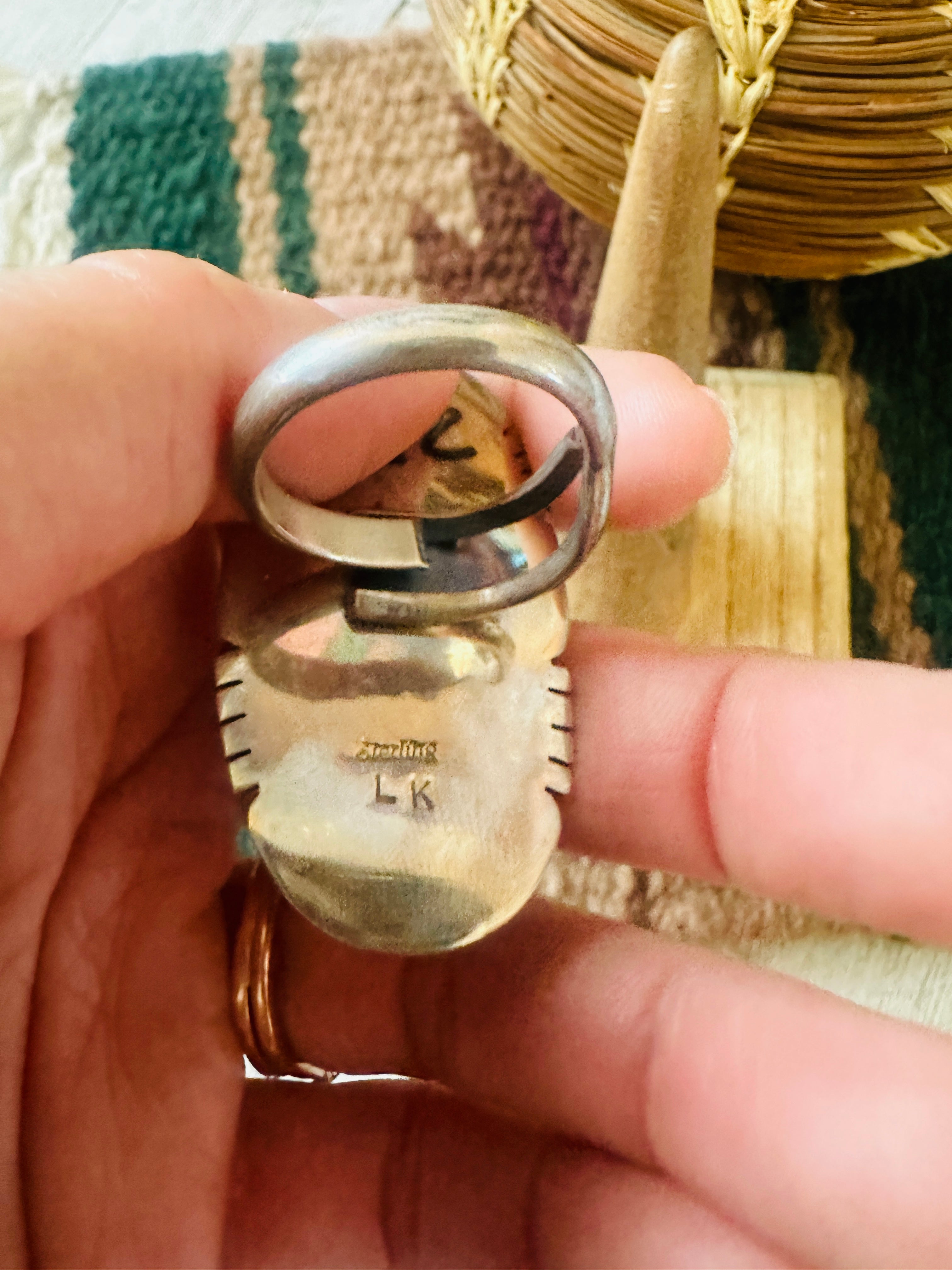 Handcrafted Sterling Silver & Queen Pink Conch Adjustable Ring