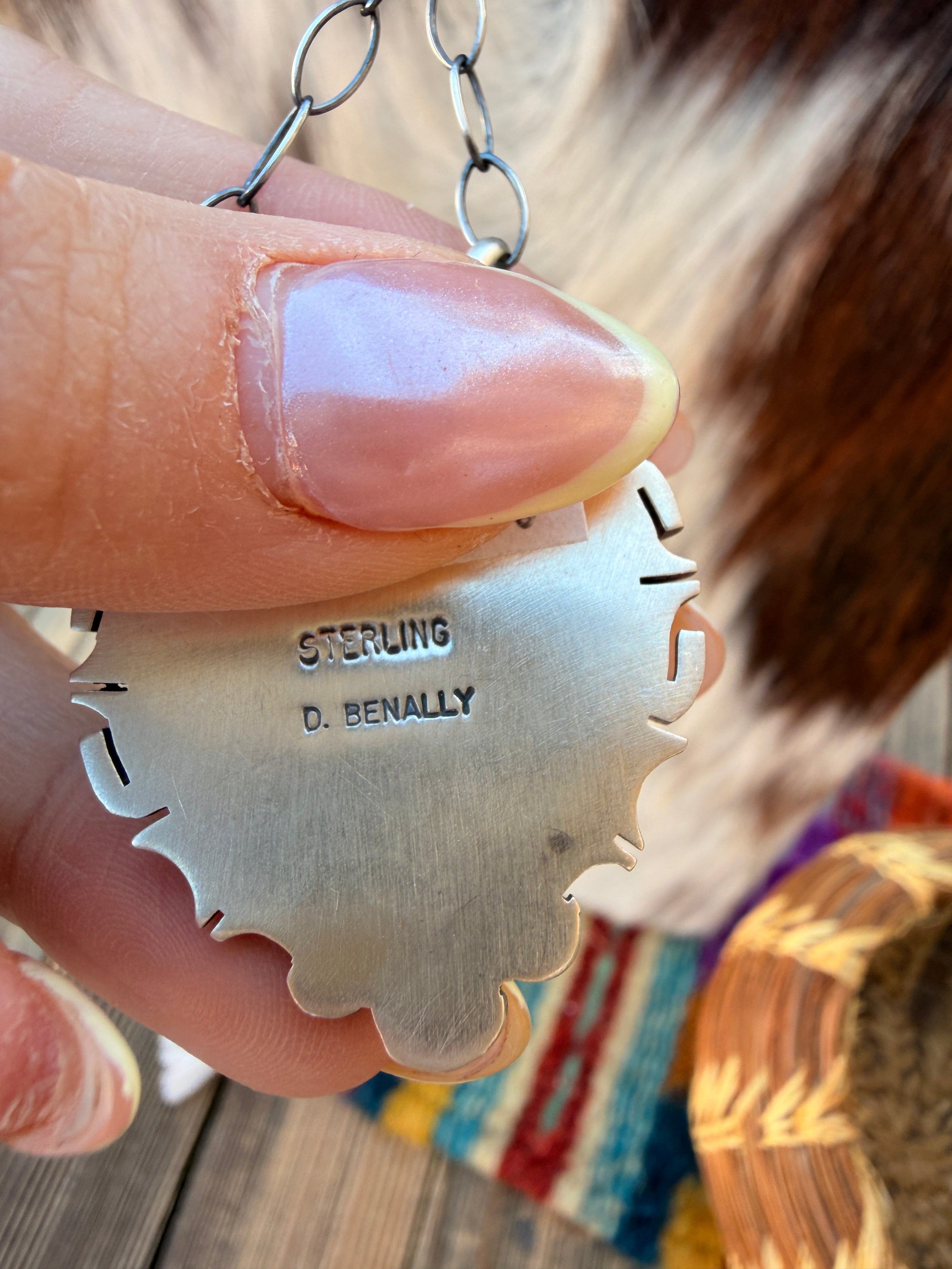 Handcrafted Golden Hills Turquoise & Sterling Silver Necklace by Daniel Benally