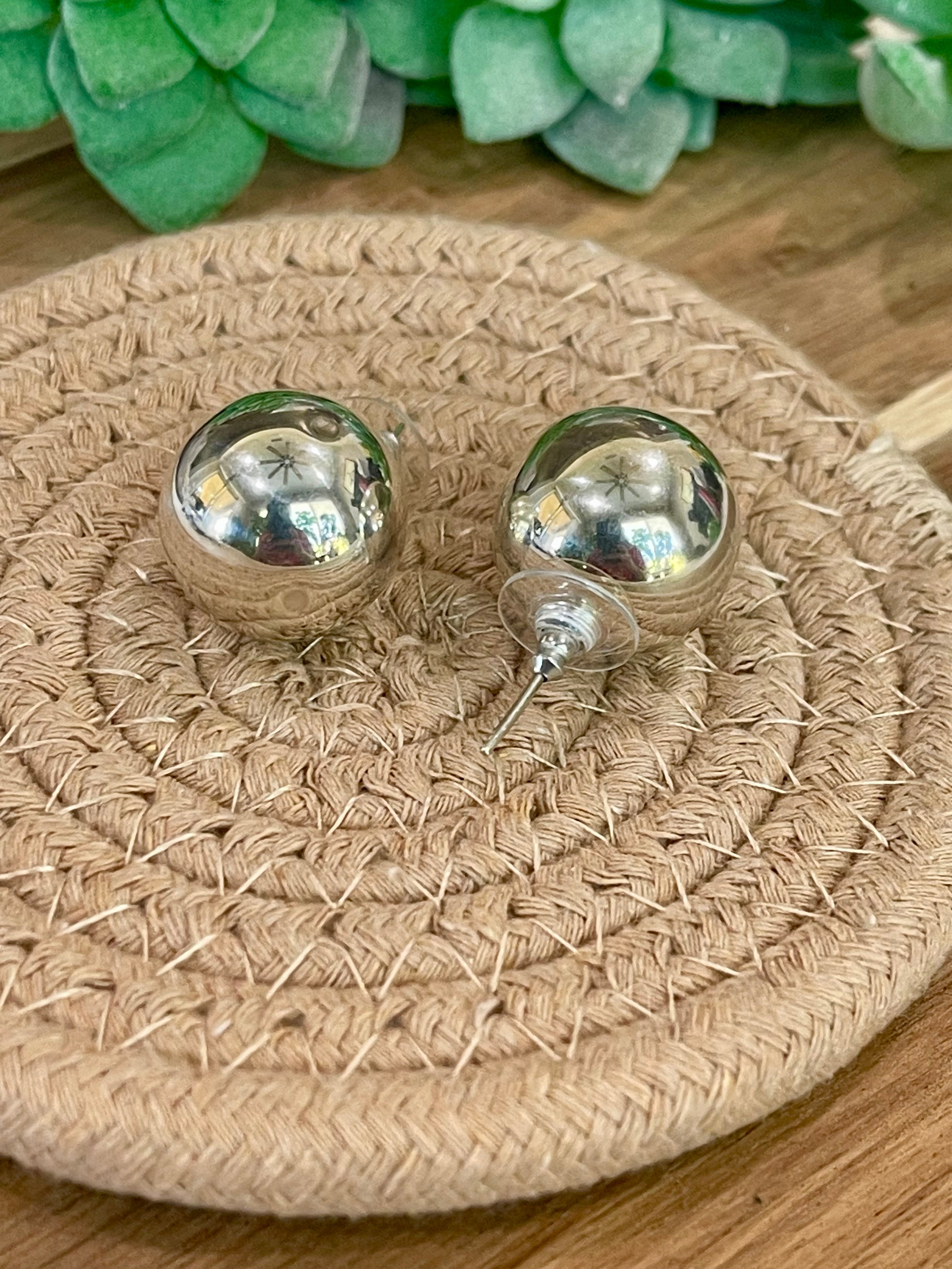 Handmade In Mexico Sterling Silver, Ball Stud Earrings