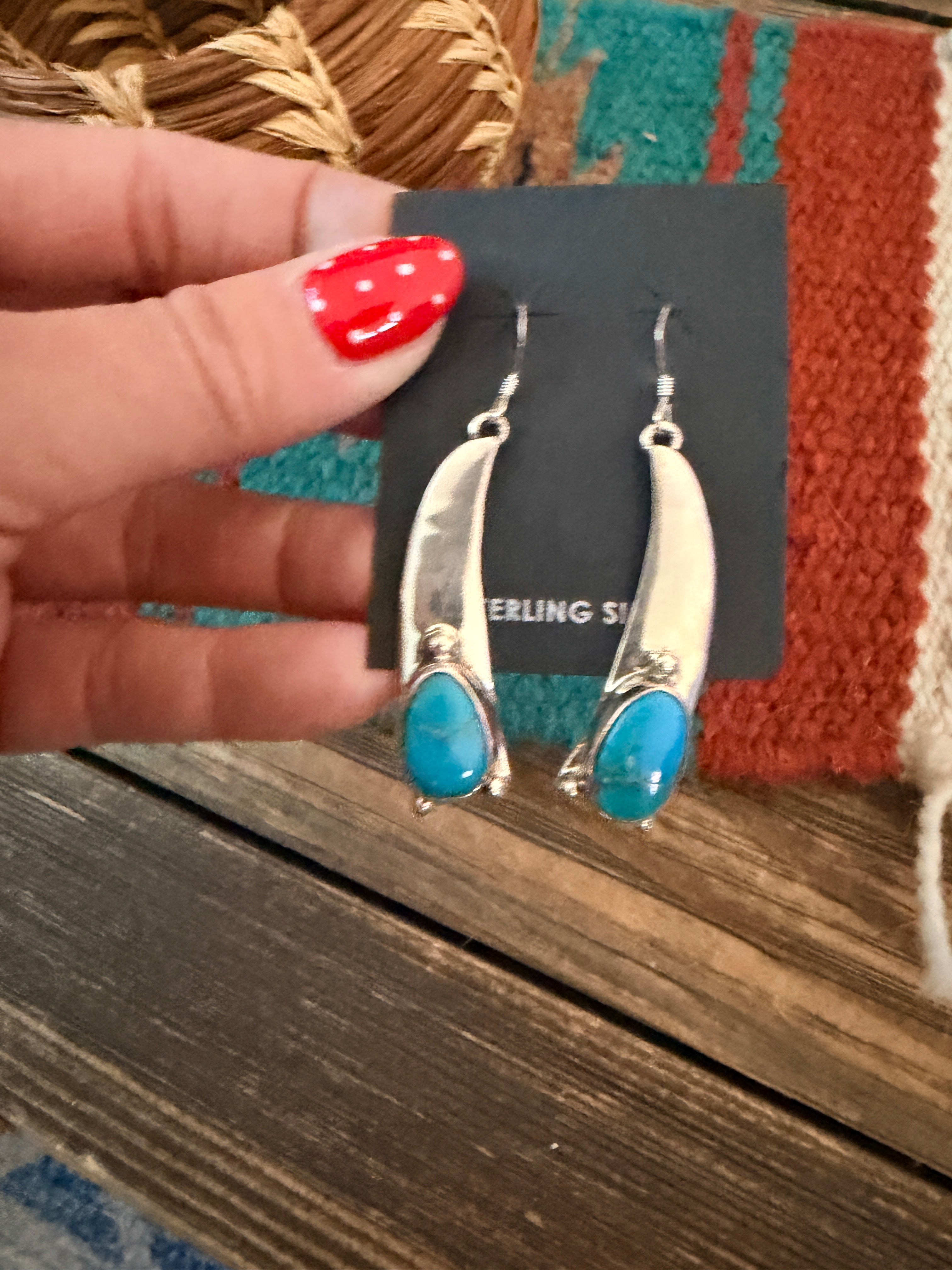 Handcrafted Turquoise & Sterling Silver Dangle Earrings
