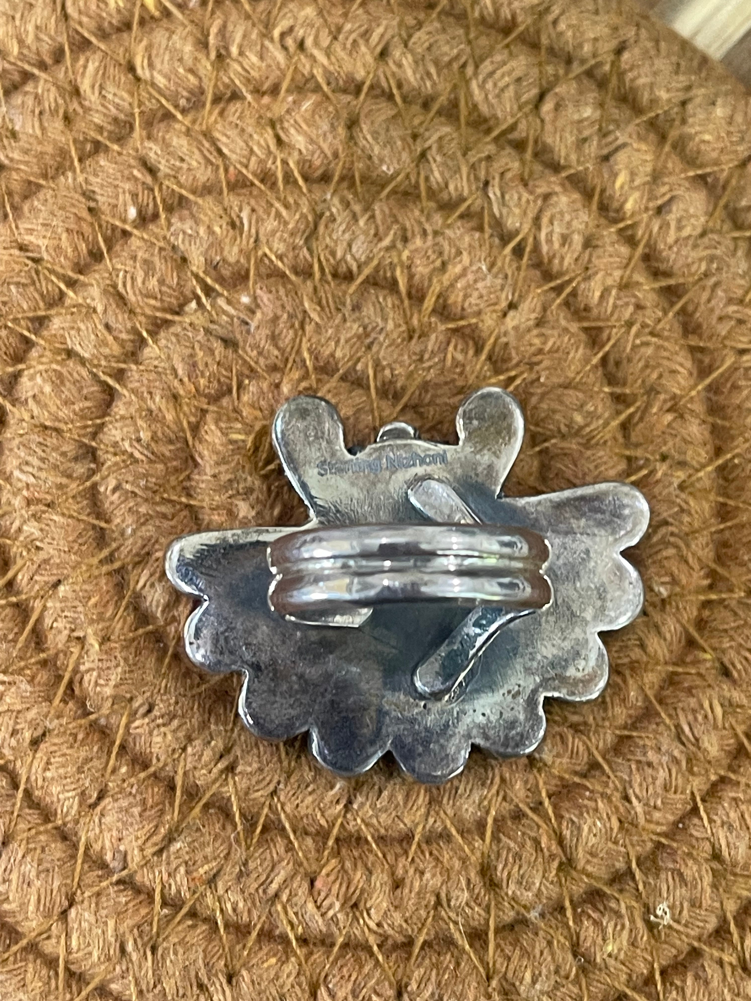 Handmade Sterling Silver & Multi Stone Sunface Adjustable Ring