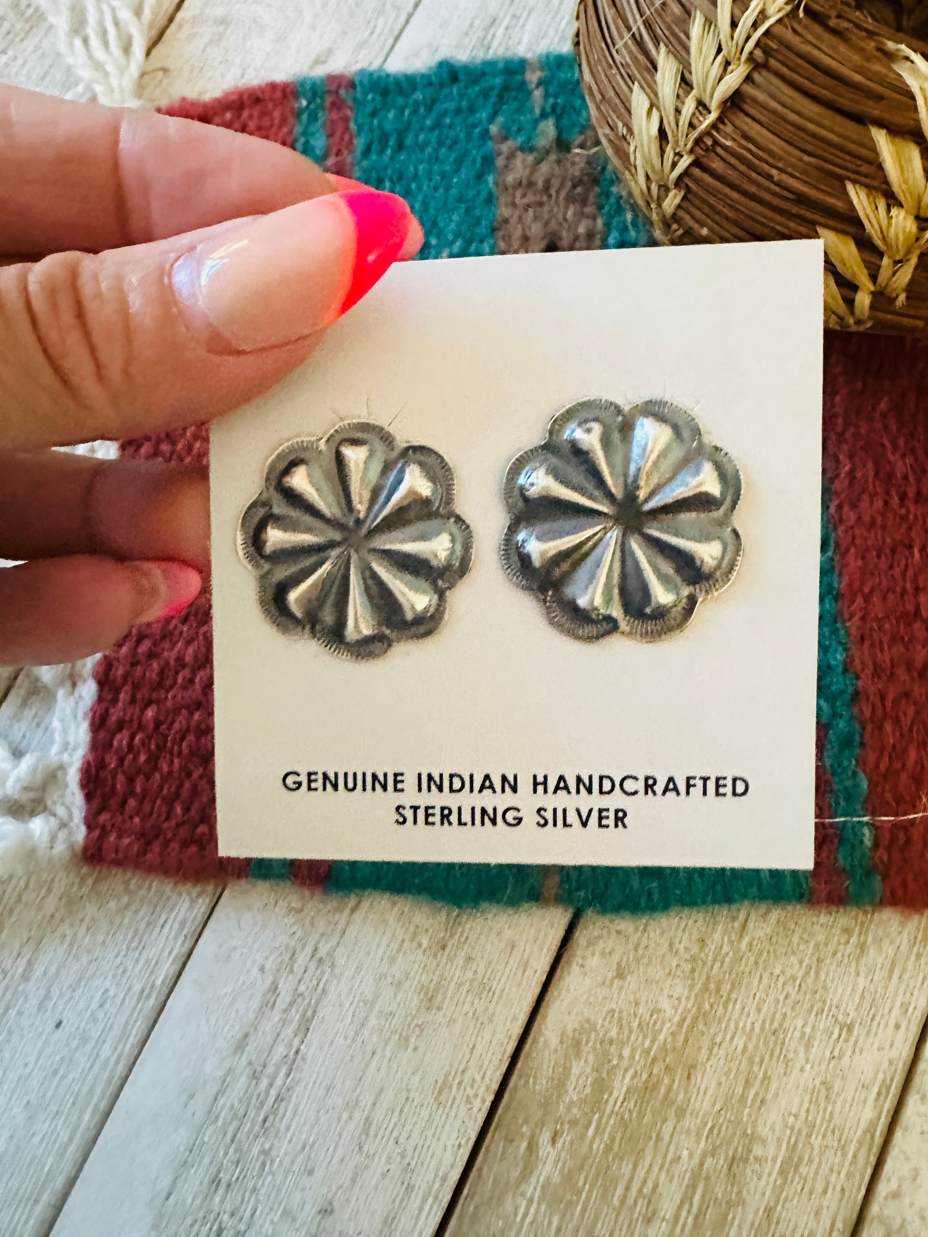 Handcrafted Sterling Silver Concho Stud Earrings