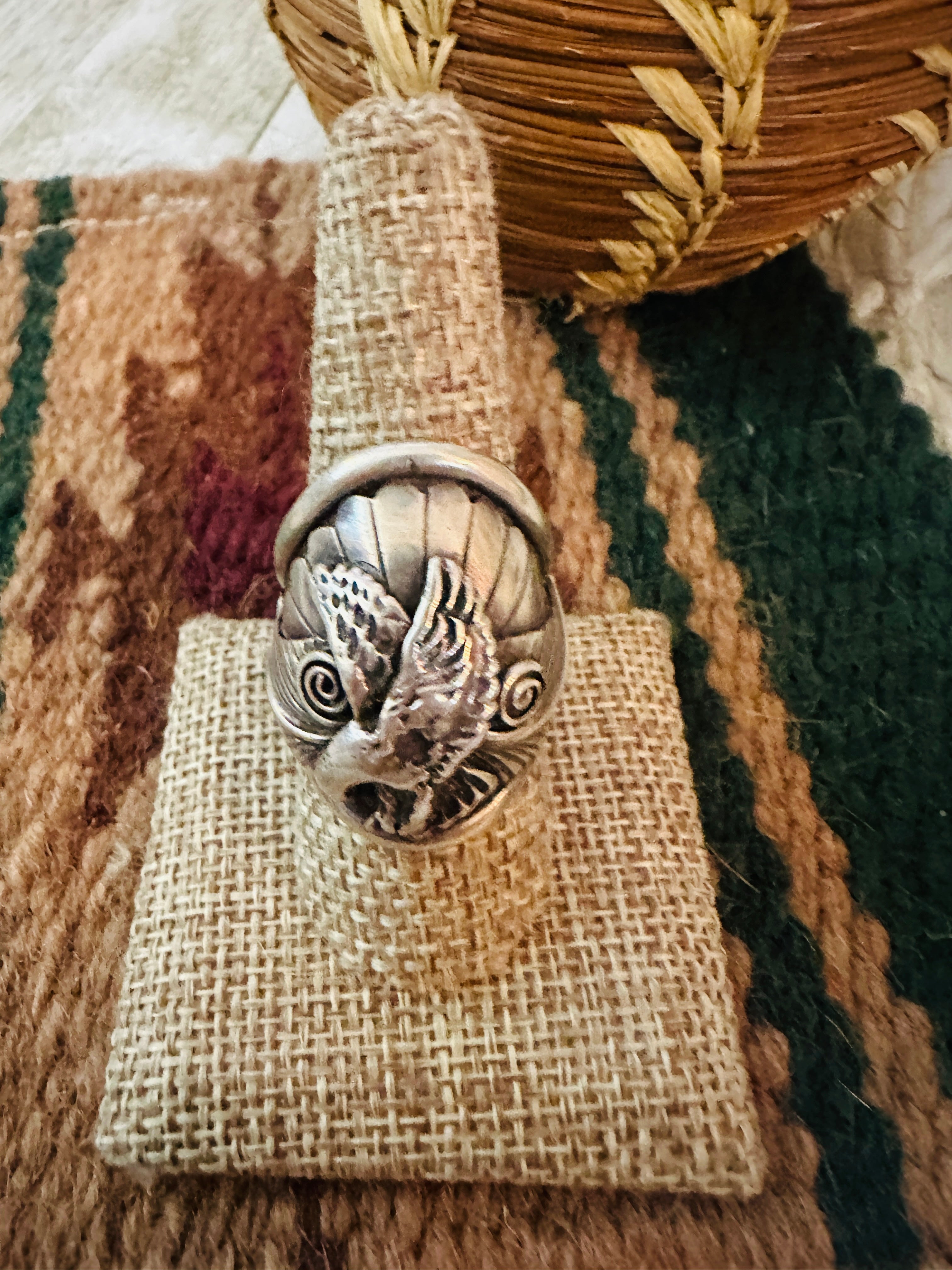 Handcrafted Old Pawn Sterling Silver Eagle Ring Size 9