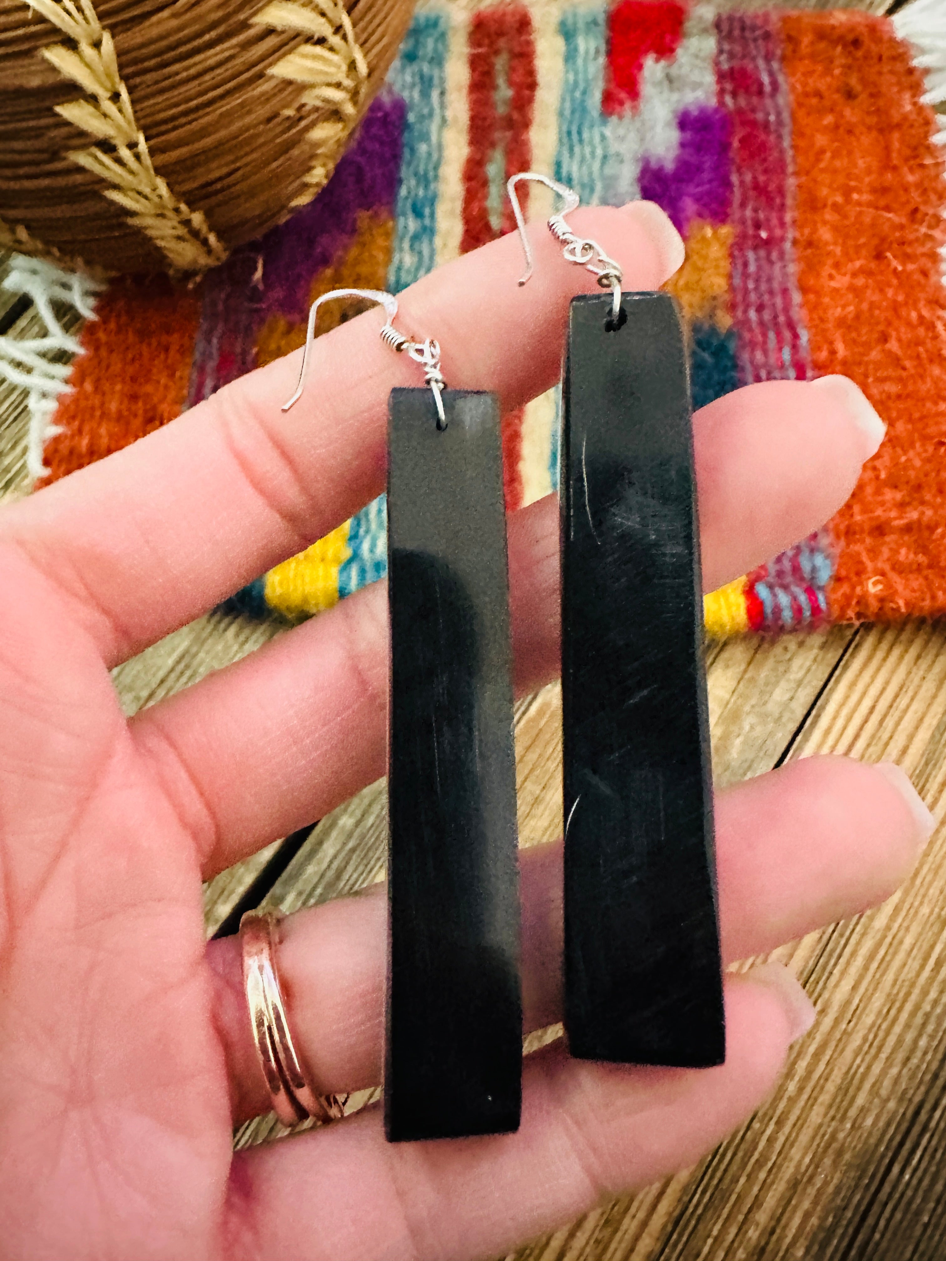 Handcrafted Multi Stone Inlay Slab Dangle Earrings