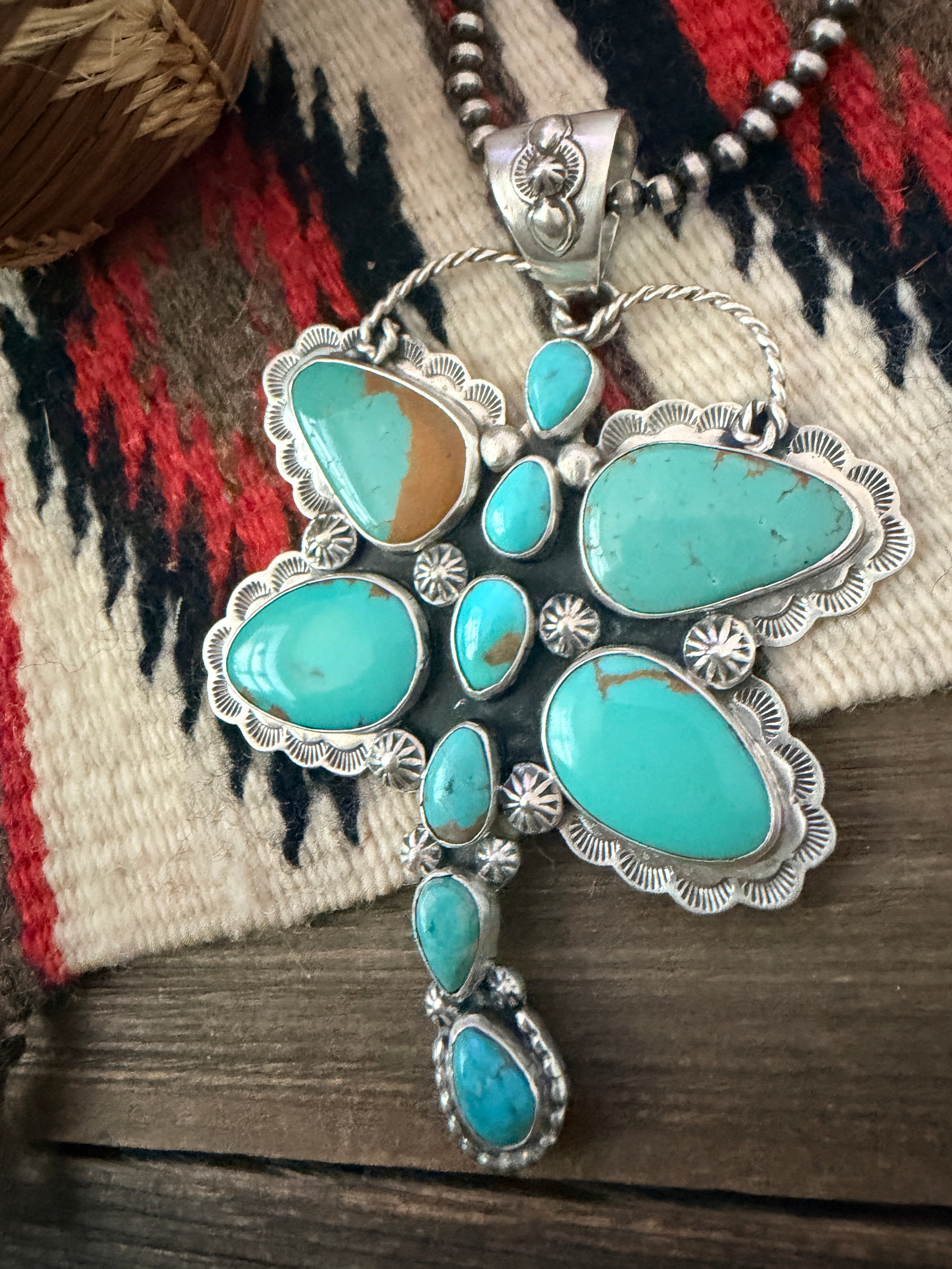 Handcrafted Sterling Silver & Turquoise Dragonfly Pendant by Alice McShirley