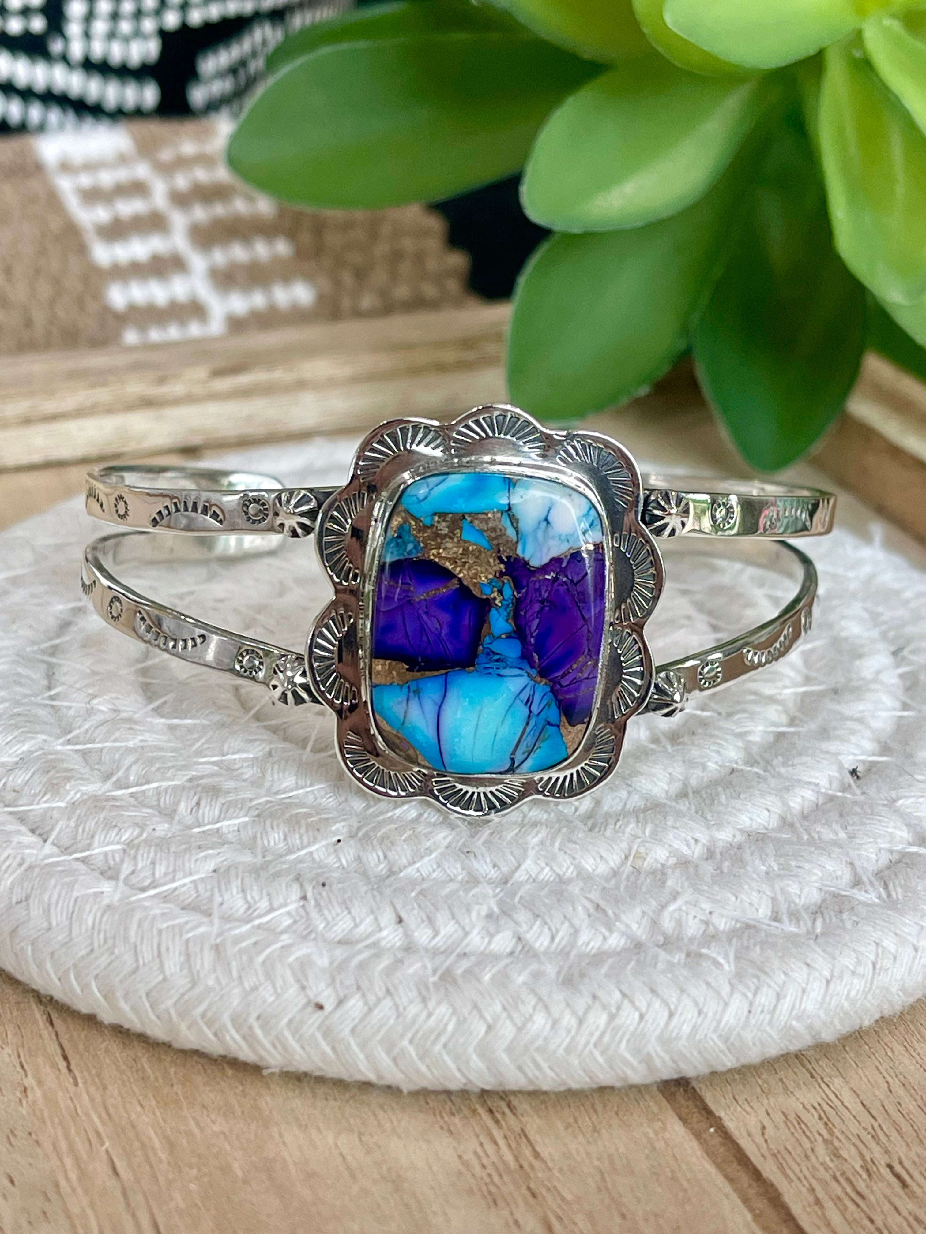 Handmade Purple Dream Mojave & Sterling Silver Cuff Bracelet